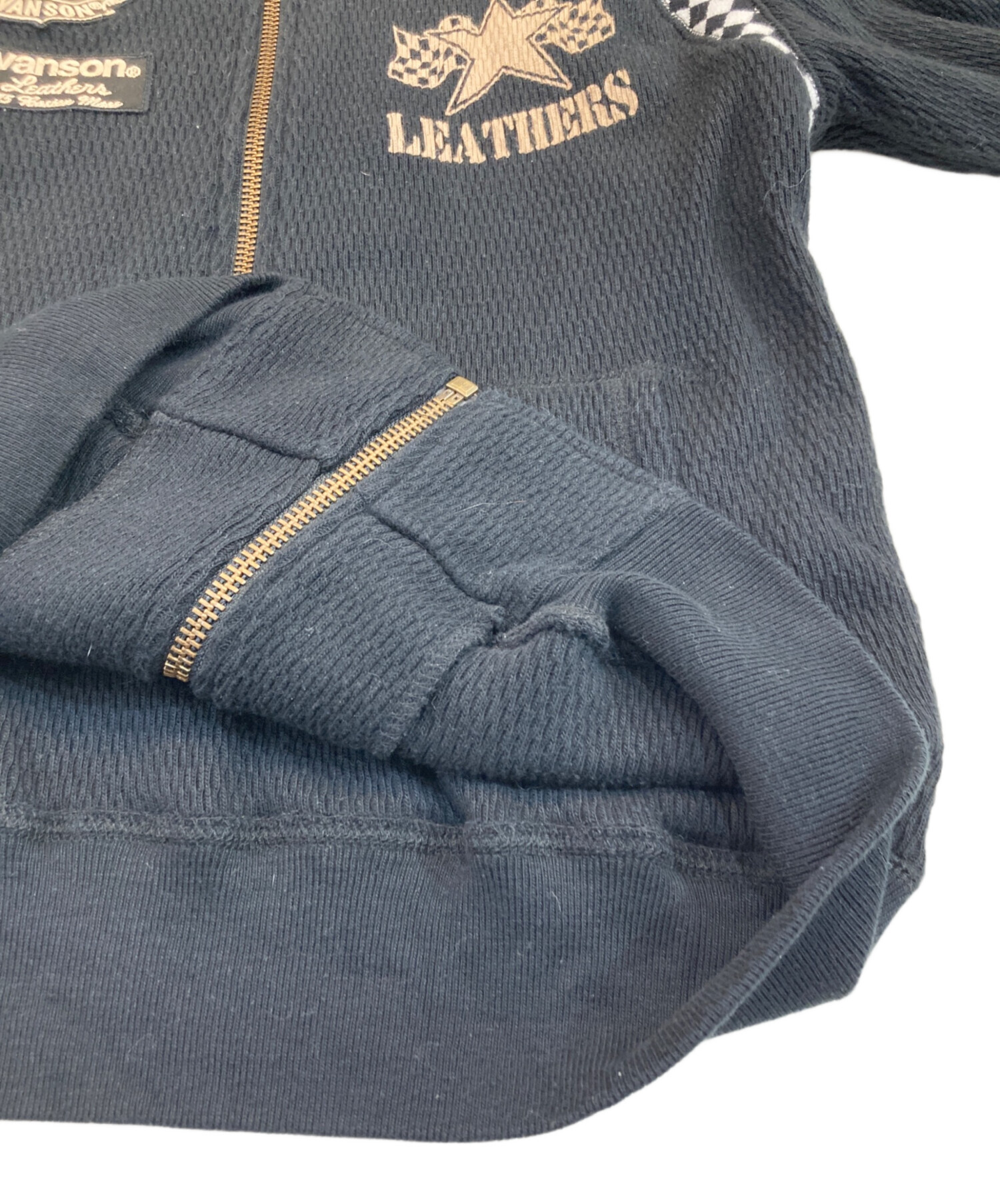 中古・古着通販】VANSON (バンソン) サーマルジップパーカー ブラック