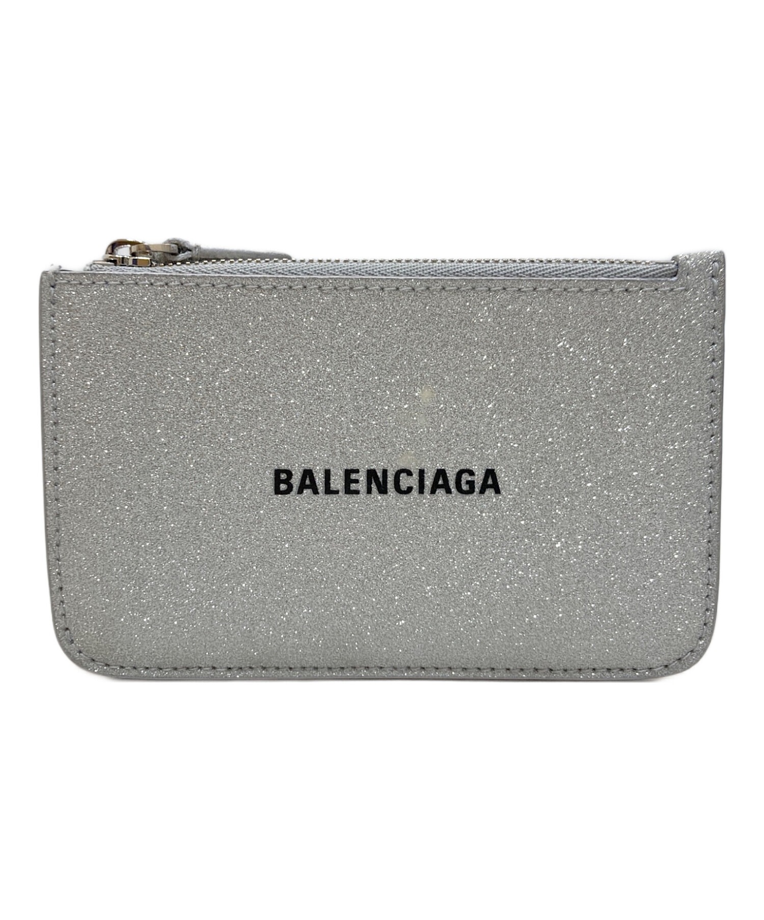 【美品】BALENCIAGA バレンシアガ ロゴカードケース グレー 中古・古着通販】BALENCIAGA (バレンシアガ) カードケース シルバー