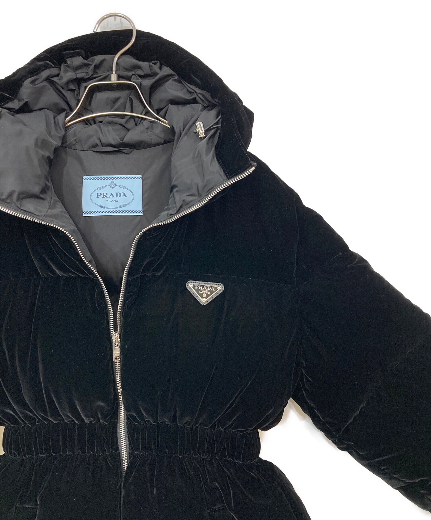 【新品未使用】PRADA ジャケット　ブラック　42 中古・古着通販】PRADA (プラダ) ベロアダウンジャケット ブラック