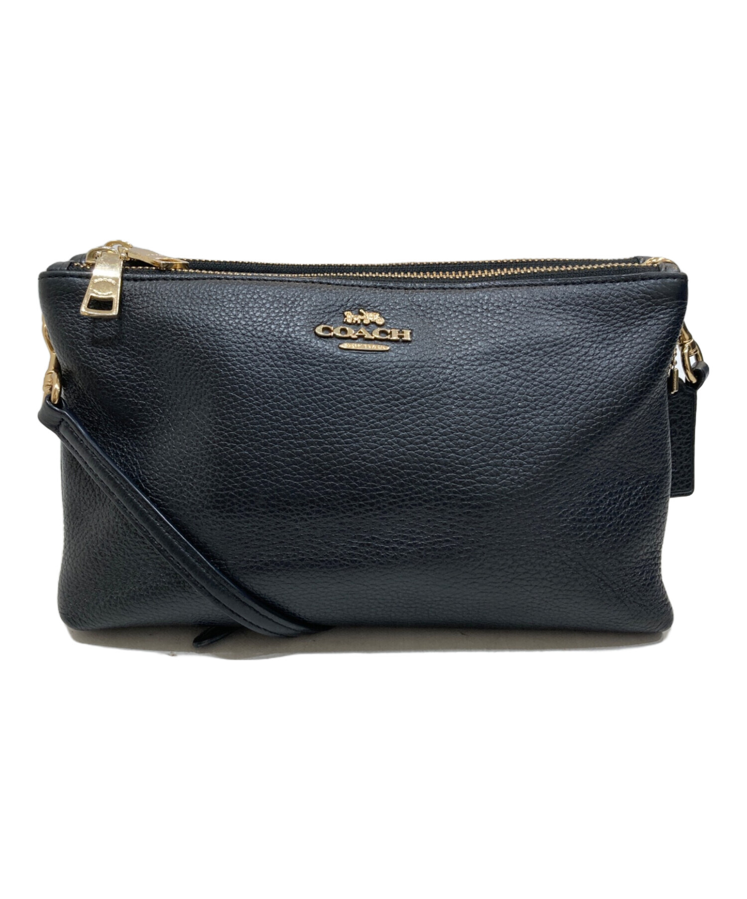 中古・古着通販】COACH (コーチ) レザーショルダーバッグ ブラック