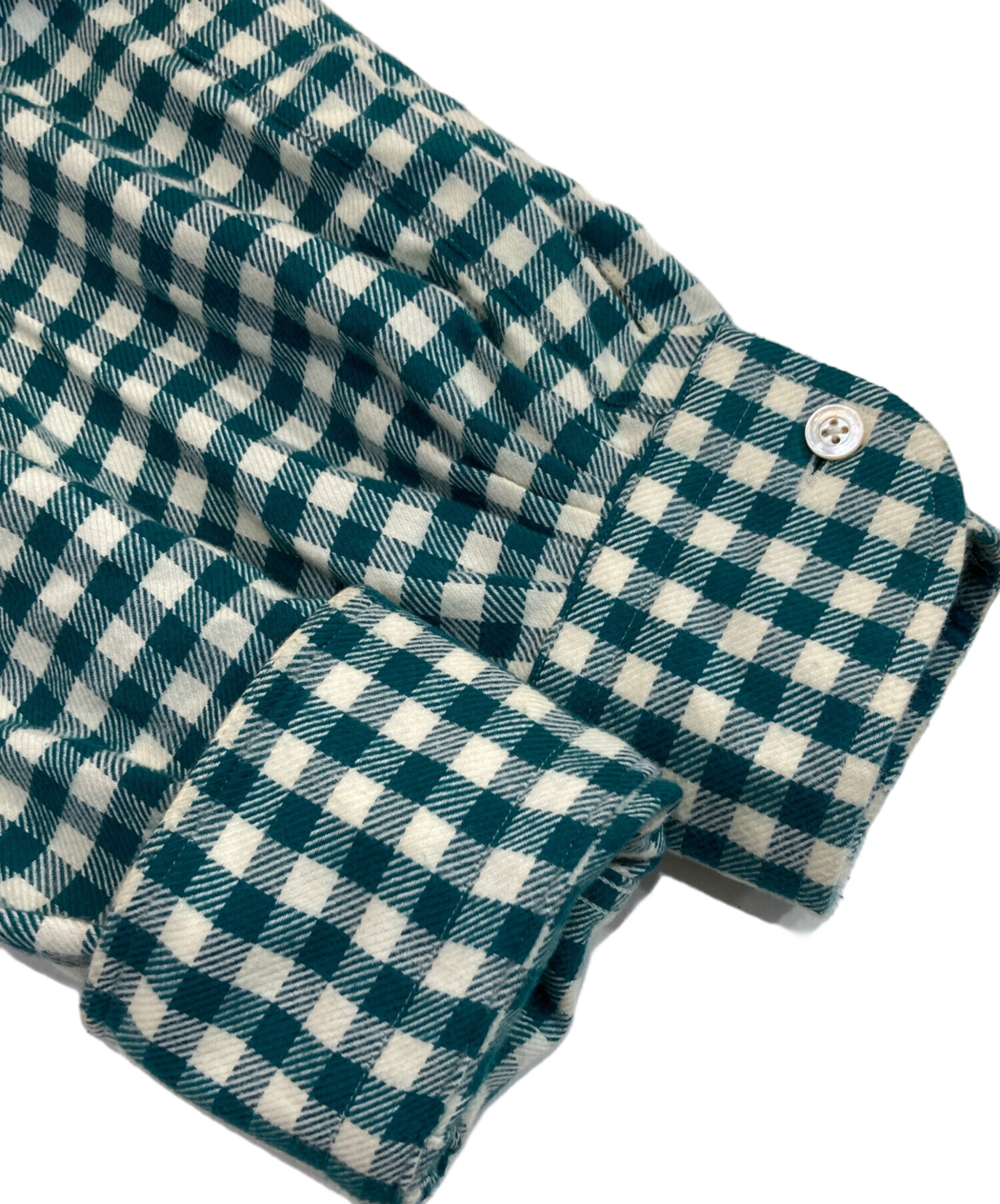 中古・古着通販】HERMES (エルメス) ギンガムチェックシャツ グリーン