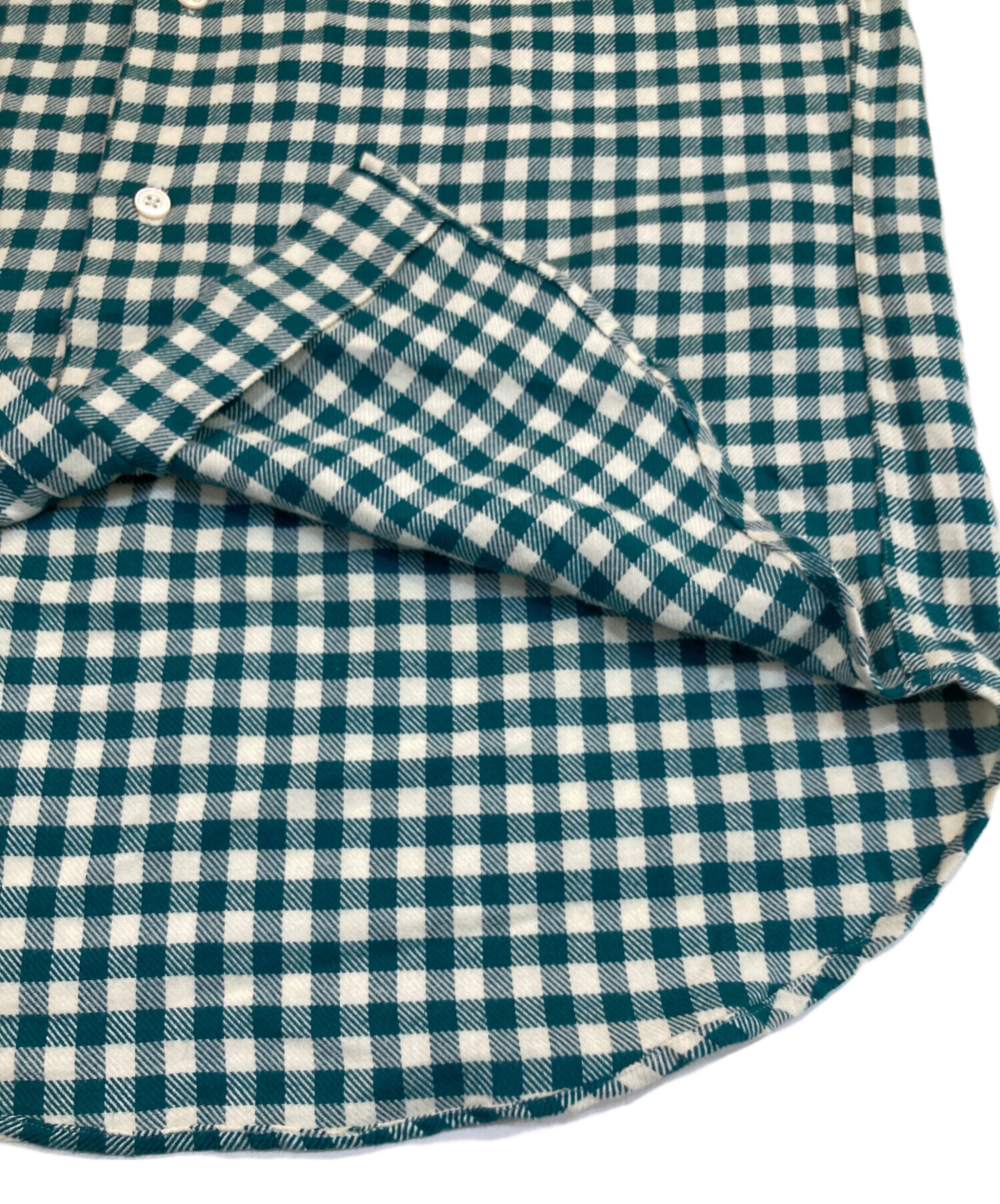 中古・古着通販】HERMES (エルメス) ギンガムチェックシャツ グリーン