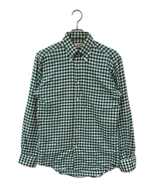 中古・古着通販】HERMES (エルメス) ギンガムチェックシャツ グリーン