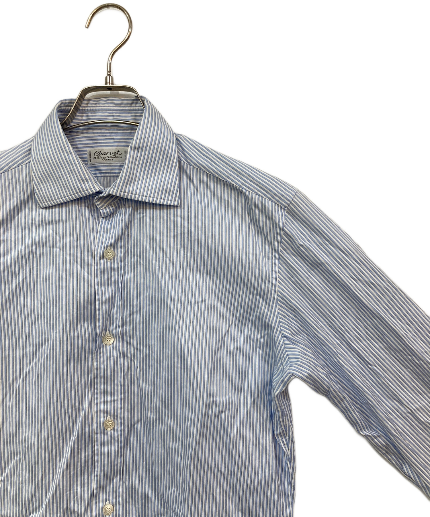 中古・古着通販】Charvet (シャルベ) ストライプシャツ ブルー サイズ