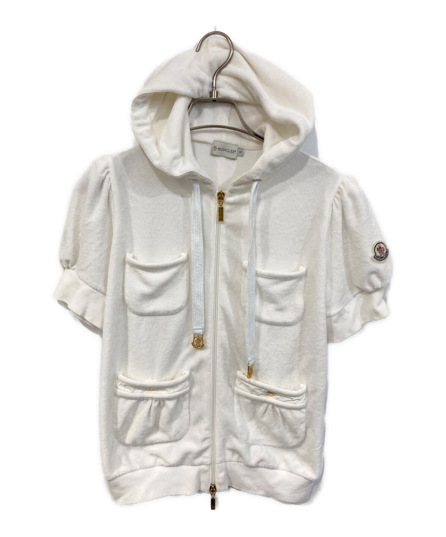MONCLER モンクレール 半袖 パイル パーカー ベスト ホワイト 白 M 中古・古着通販】MONCLER (モンクレール) 半袖パーカー ホワイト