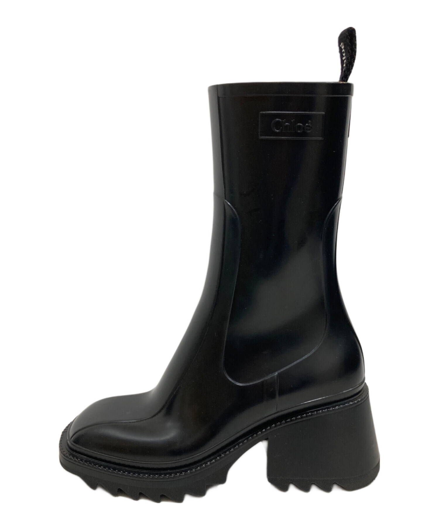 クロエ☆ロングブーツ38黒 中古・古着通販】Chloe (クロエ) ラバー サイドジップロングブーツ