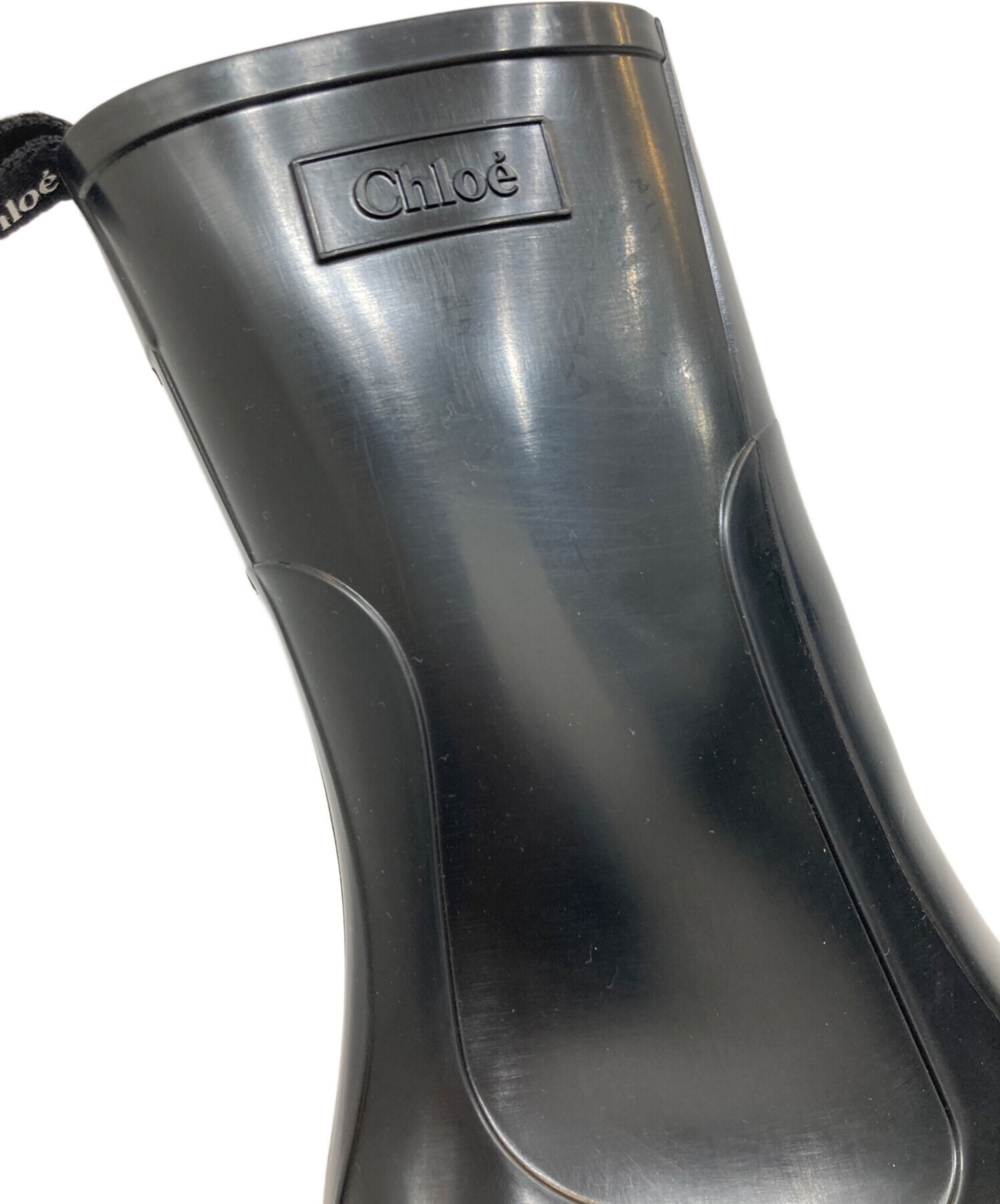 35　Chloe　クロエ　ロングブーツ　黒　チャンキーヒール　ハーフジップ 中古・古着通販】Chloe (クロエ) ラバー サイドジップロングブーツ