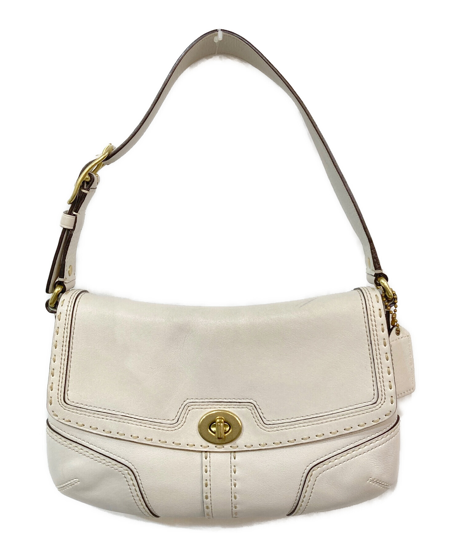 中古・古着通販】COACH (コーチ) レザーワンショルダーバッグ ホワイト