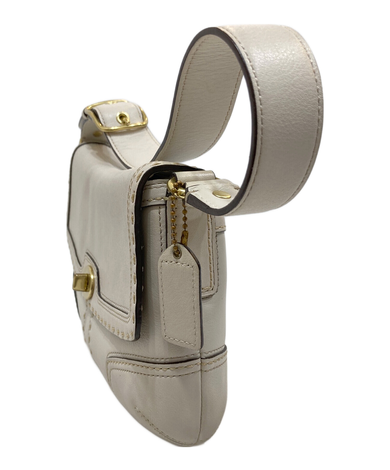 中古・古着通販】COACH (コーチ) レザーワンショルダーバッグ ホワイト