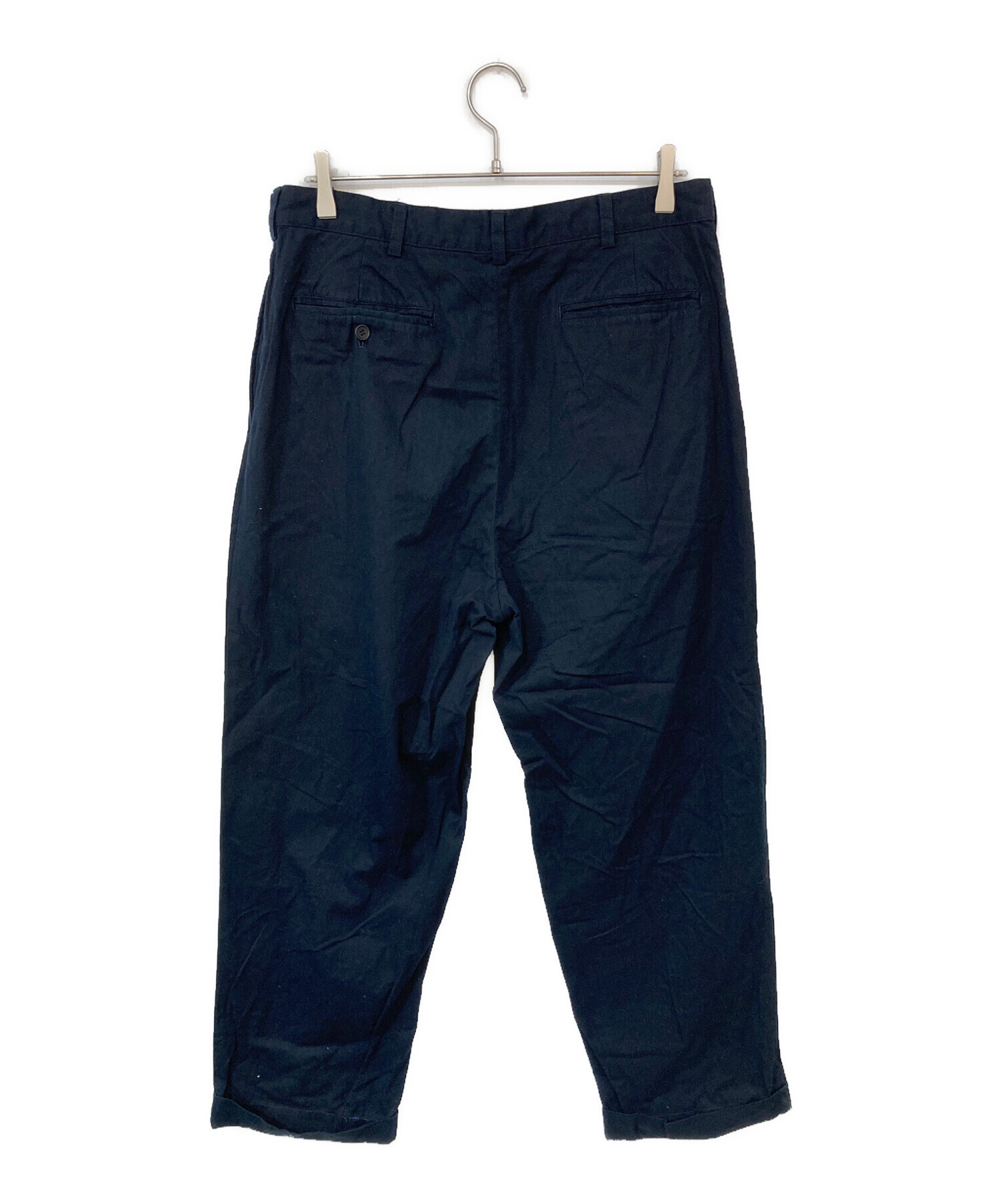  everyone ストライプパンツ ネイビー 中古・古着通販】everyone (エブリワン) タックスラックス ネイビー