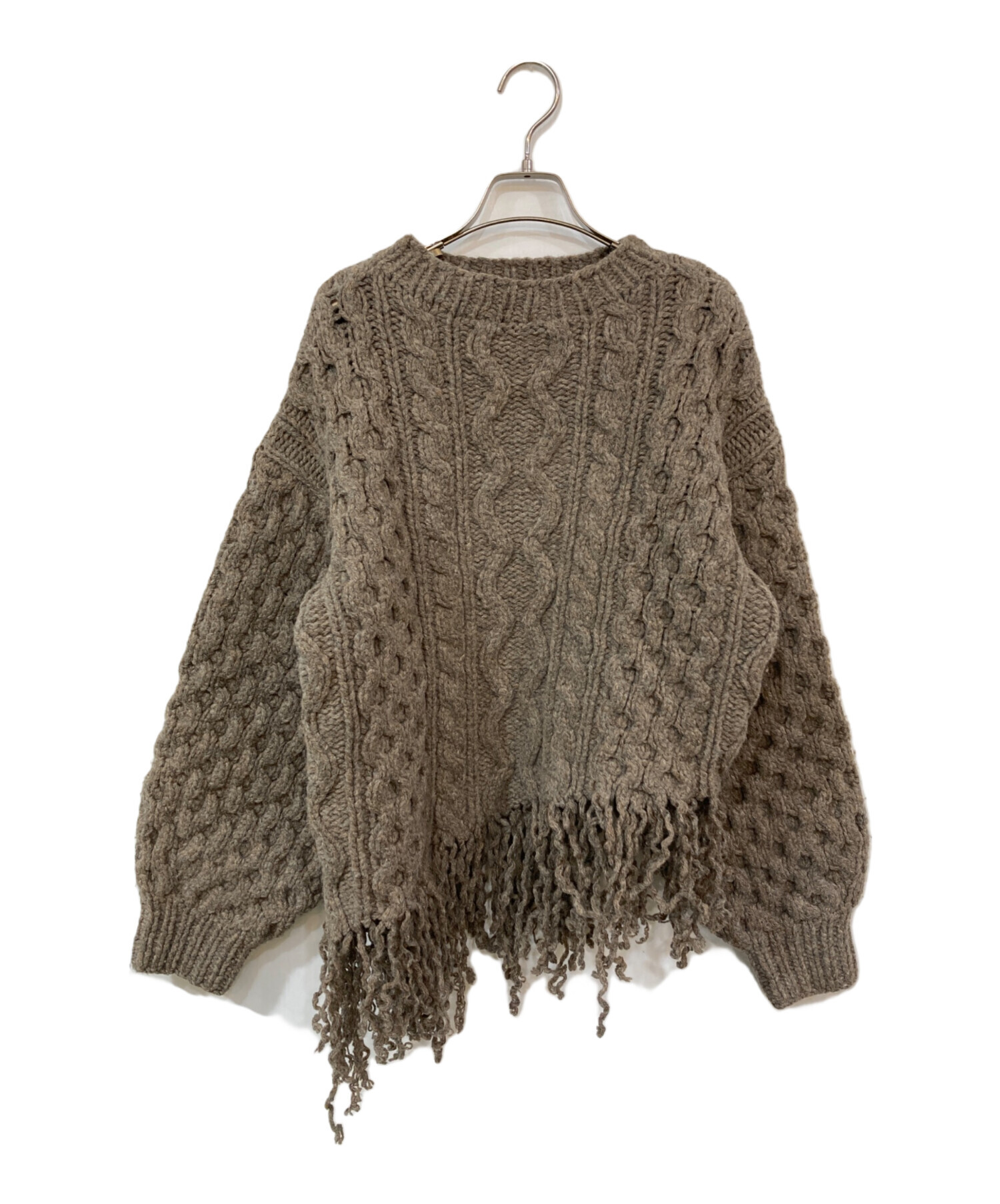 中古・古着通販】LEINWANDE (ラインヴァンド) ケーブルニット ブラウン