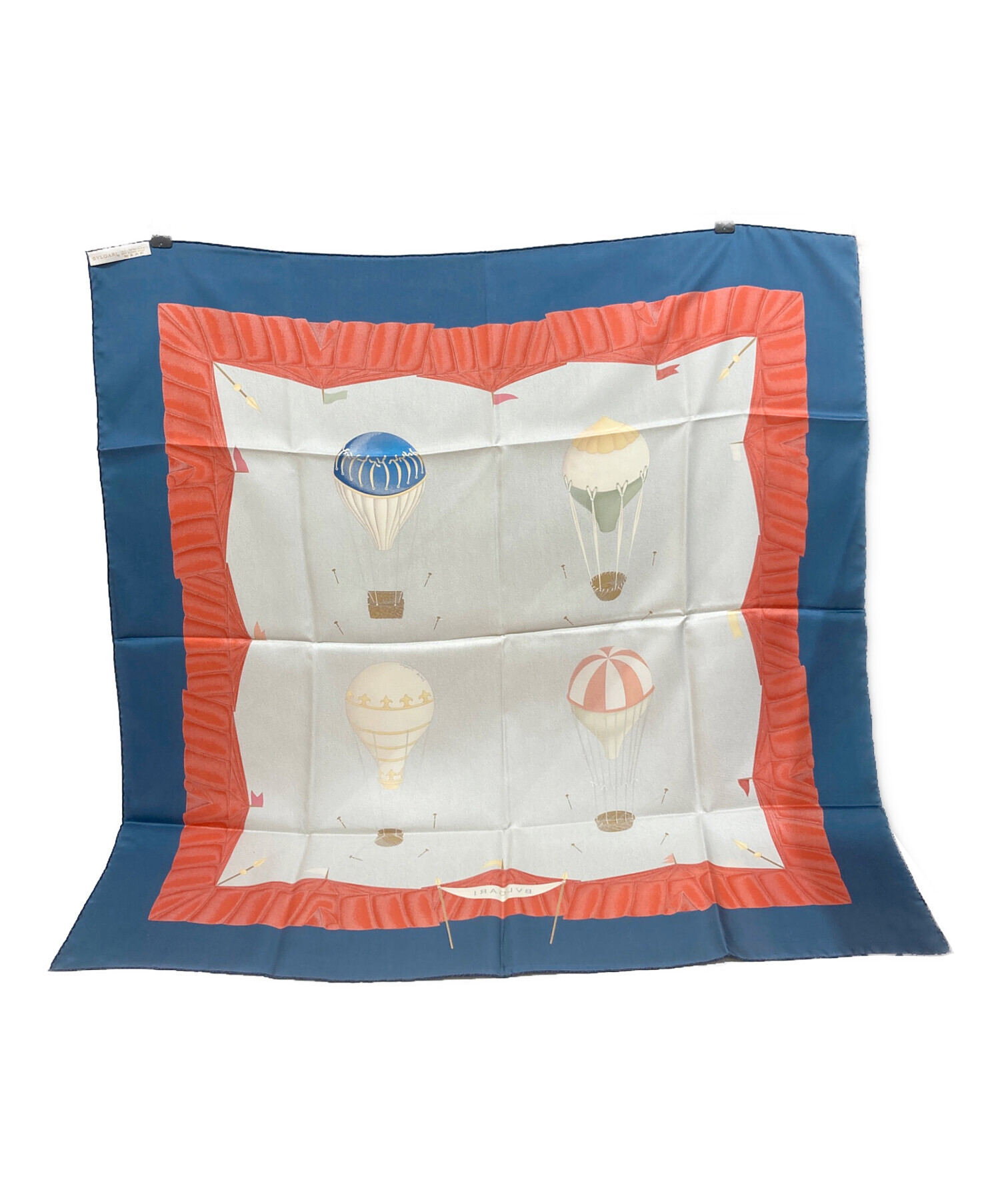 BVLGARI ブルガリ ストール レディース 【古着】【中古】 中古・古着通販】BVLGARI (ブルガリ) 気球柄シルクスカーフ ネイビー