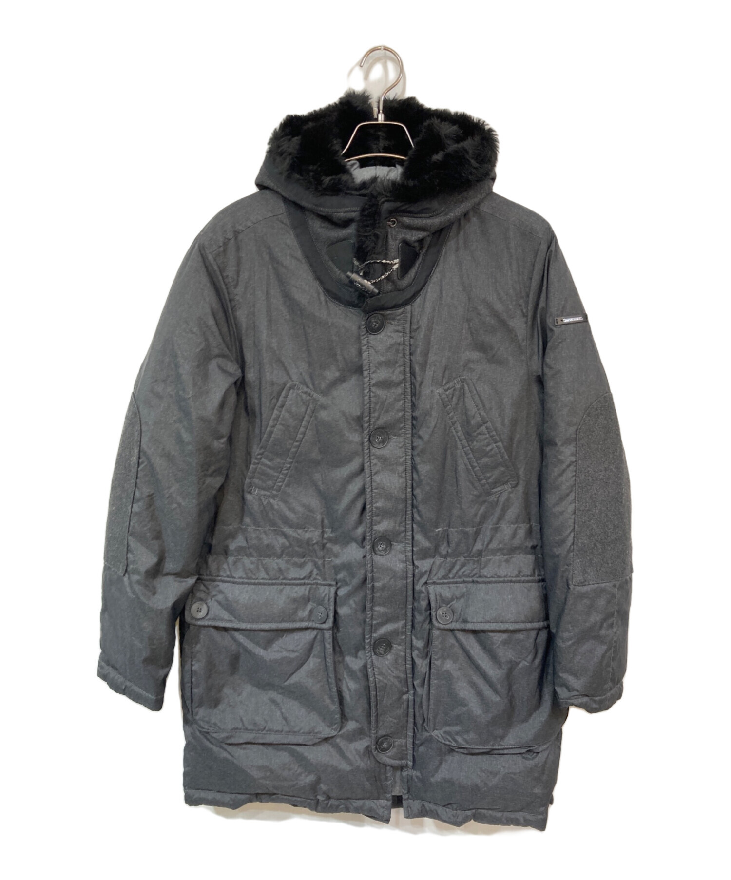 エンポリオアルマーニ ダウンコート　ブラック　38 中古・古着通販】EMPORIO ARMANI (エンポリオアルマーニ) ファーフード