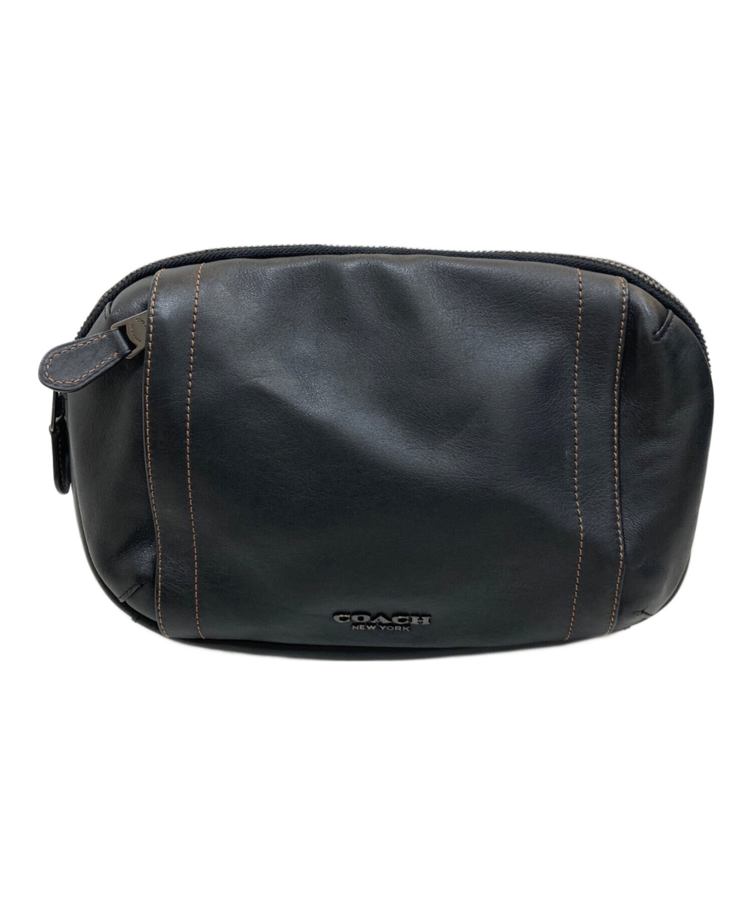 中古・古着通販】COACH (コーチ) レザーウエストバッグ ブラック