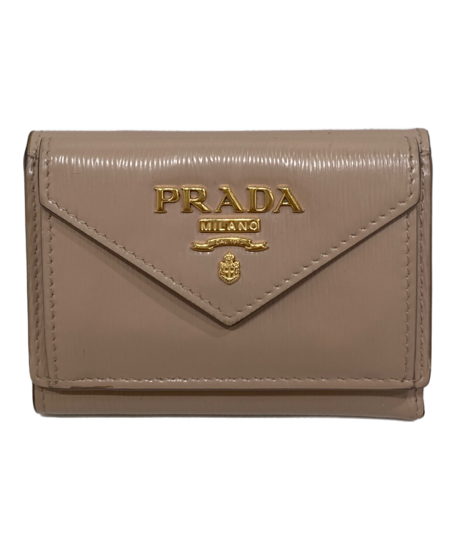 最終値下げ【正規品】PRADA サフィアーノレザー 三つ折り財布 ベージュ 中古・古着通販】PRADA (プラダ) サフィアーノ3つ折り財布 ベージュ