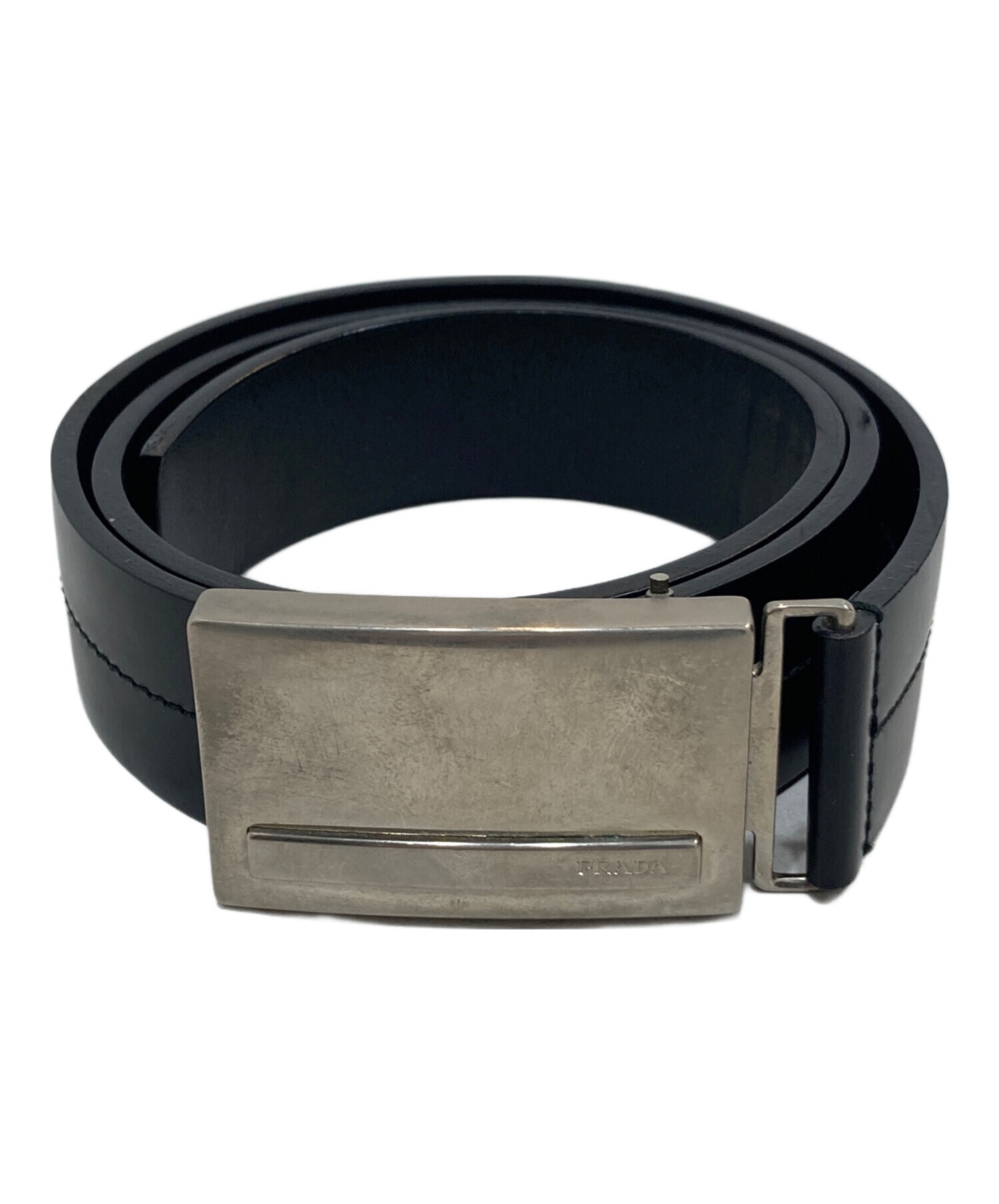 中古・古着通販】PRADA (プラダ) スクエアバックルベルト ブラック