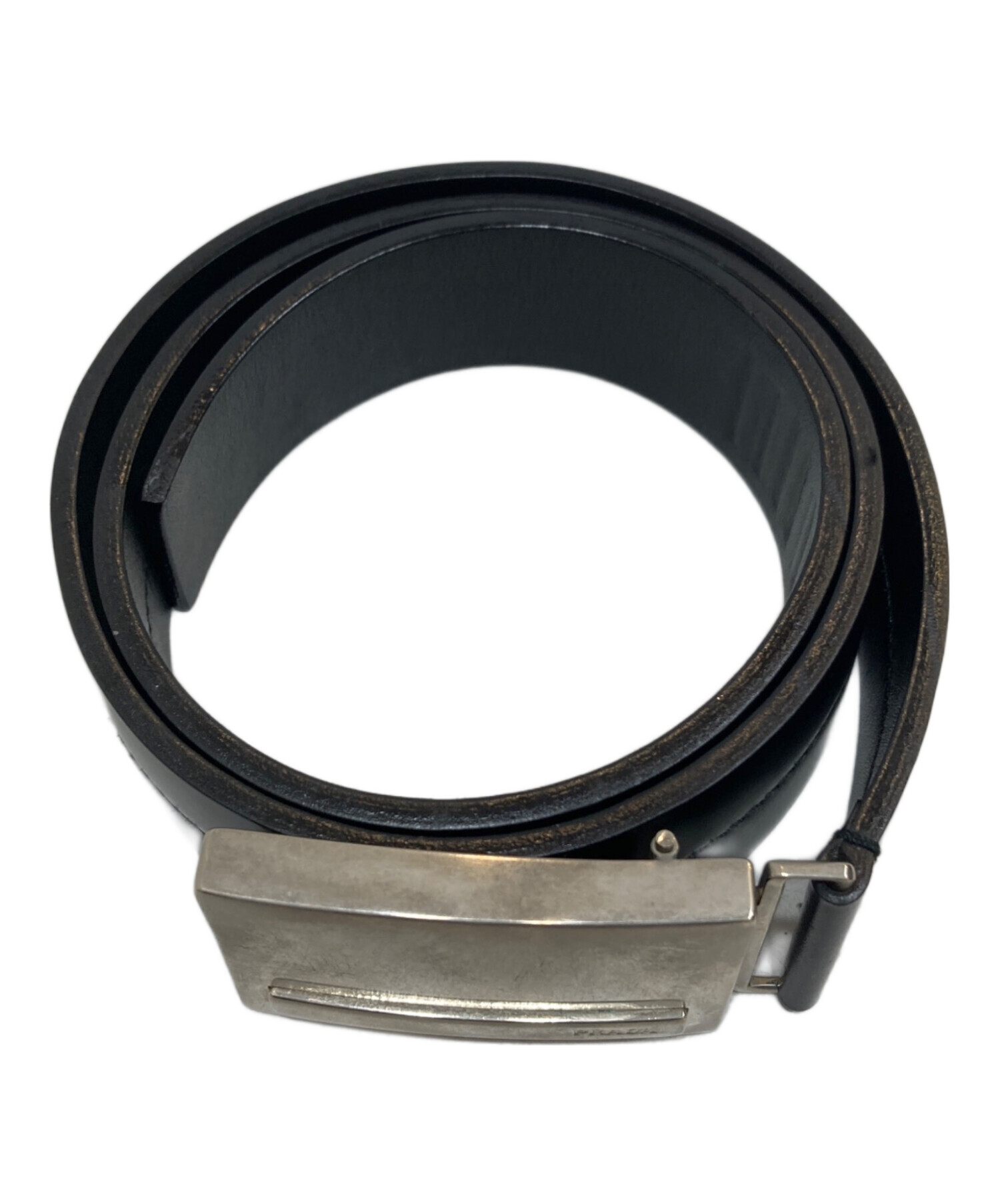 中古・古着通販】PRADA (プラダ) スクエアバックルベルト ブラック