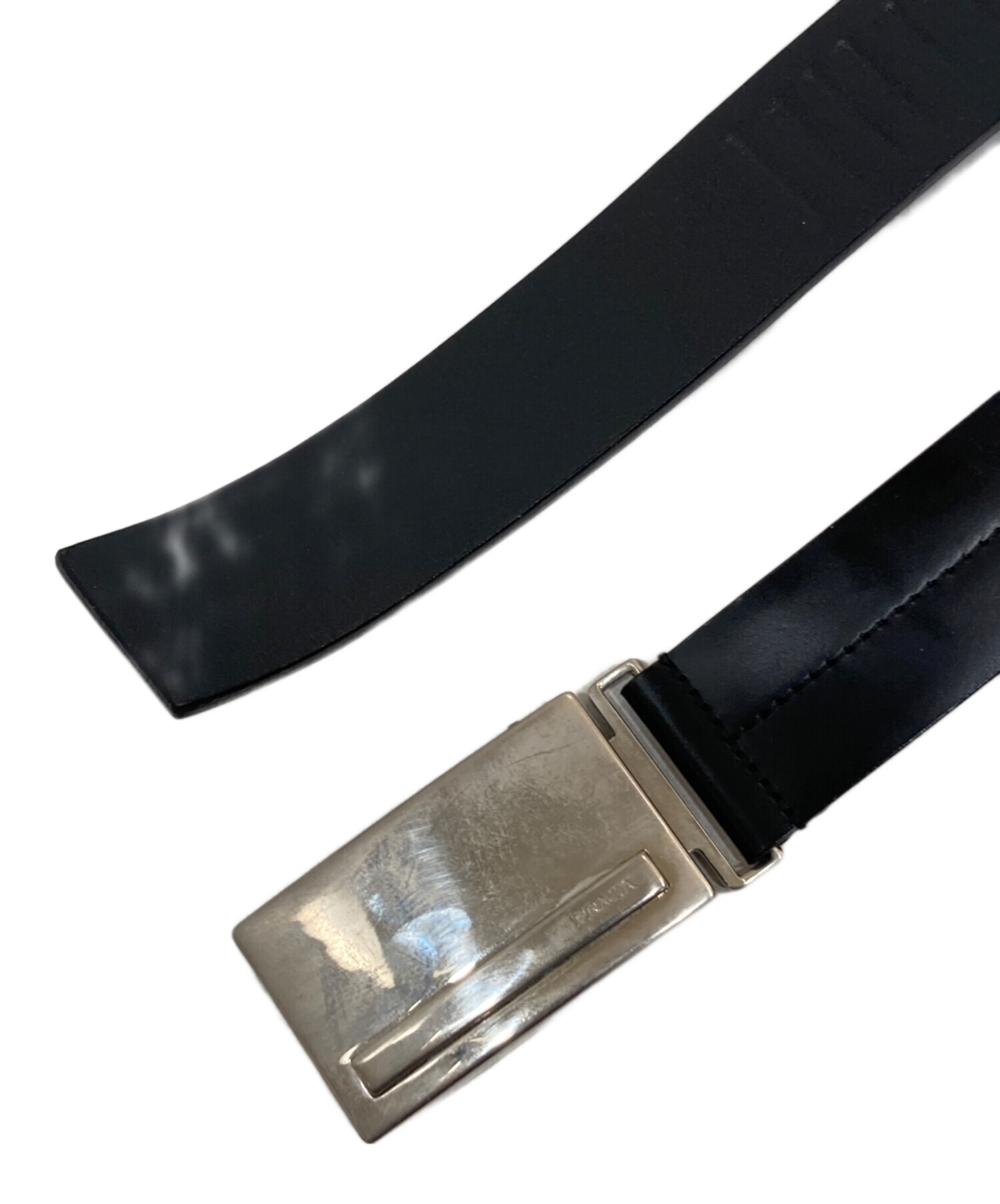 中古・古着通販】PRADA (プラダ) スクエアバックルベルト ブラック