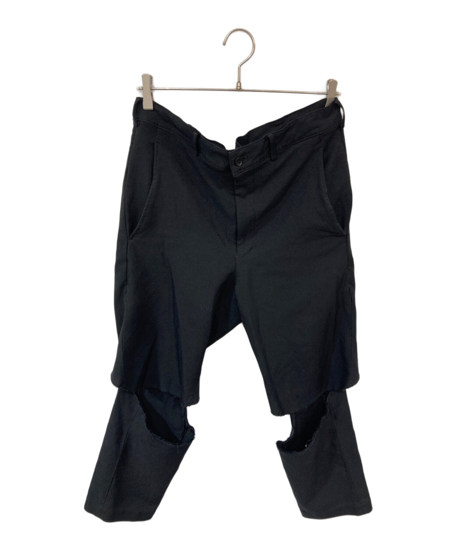 ユージニアスCDG ポリ縮絨ワークパンツ ブラックM コムデギャルソン 中古・古着通販】BLACK COMME des GARCONS (ブラックコムデギャルソン