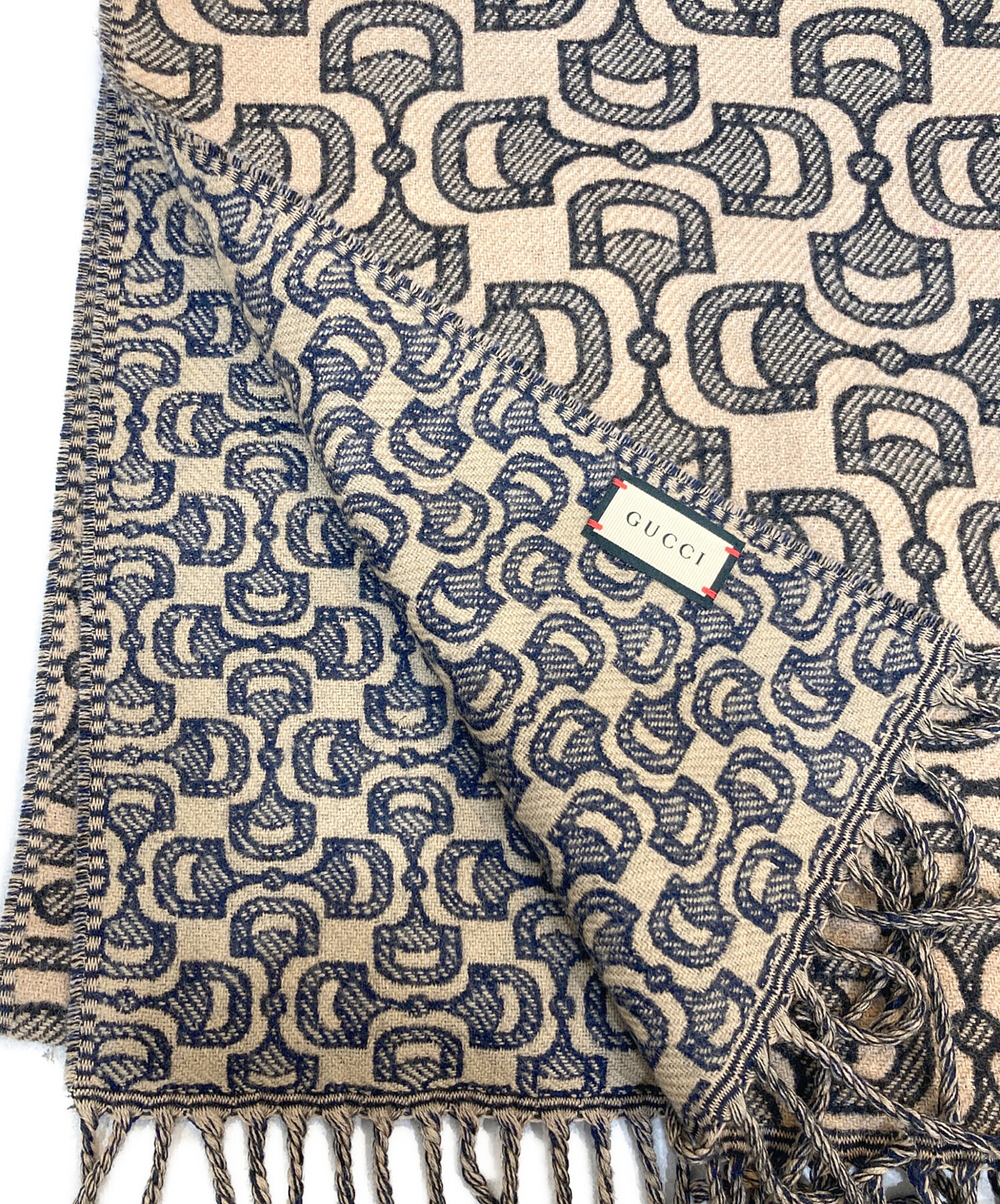 中古・古着通販】GUCCI (グッチ) ホースビット柄フリンジマフラー