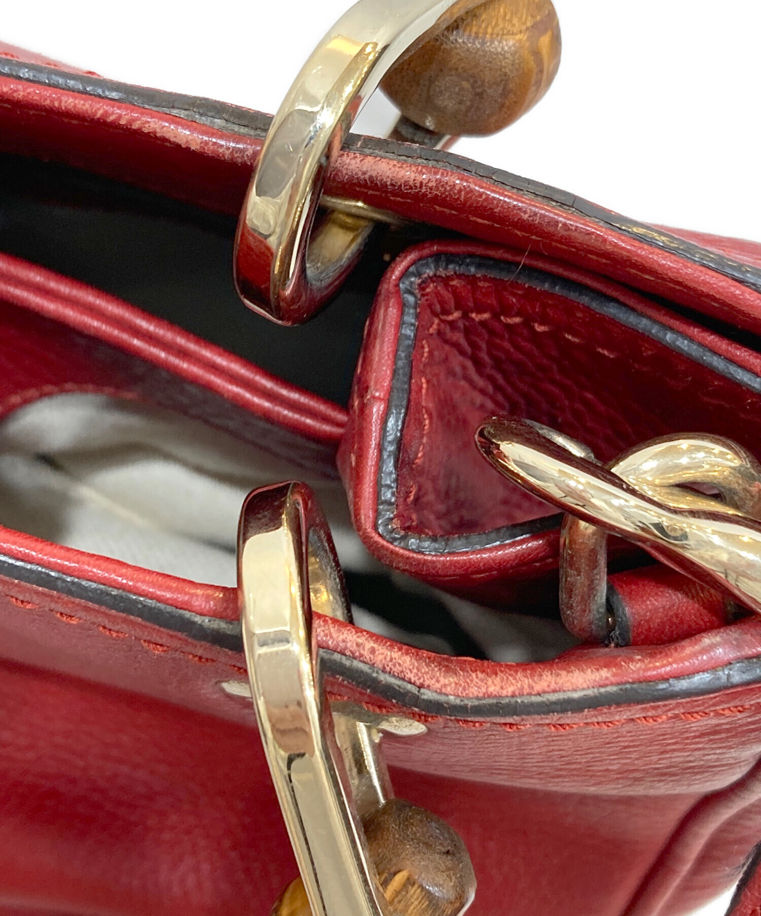 中古・古着通販】GUCCI (グッチ) バンブー スモール バッグ レッド