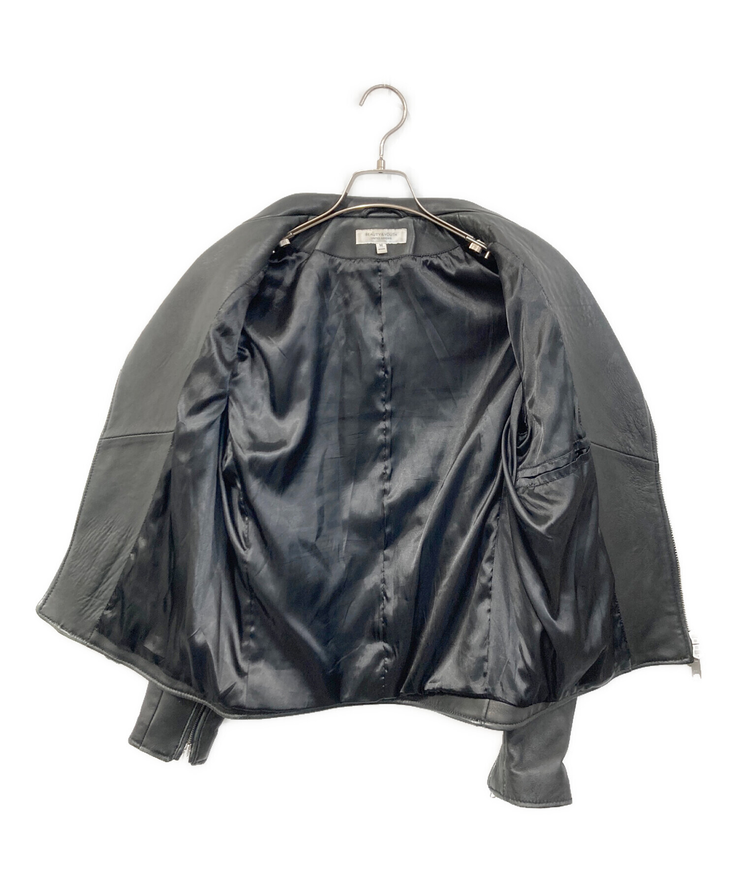 【美品】BEAUTY&YOUTH 羊革 ダブルライダースジャケット ブラック M 中古・古着通販】BEAUTY&YOUTH UNITED ARROWS (ビューティーアンド