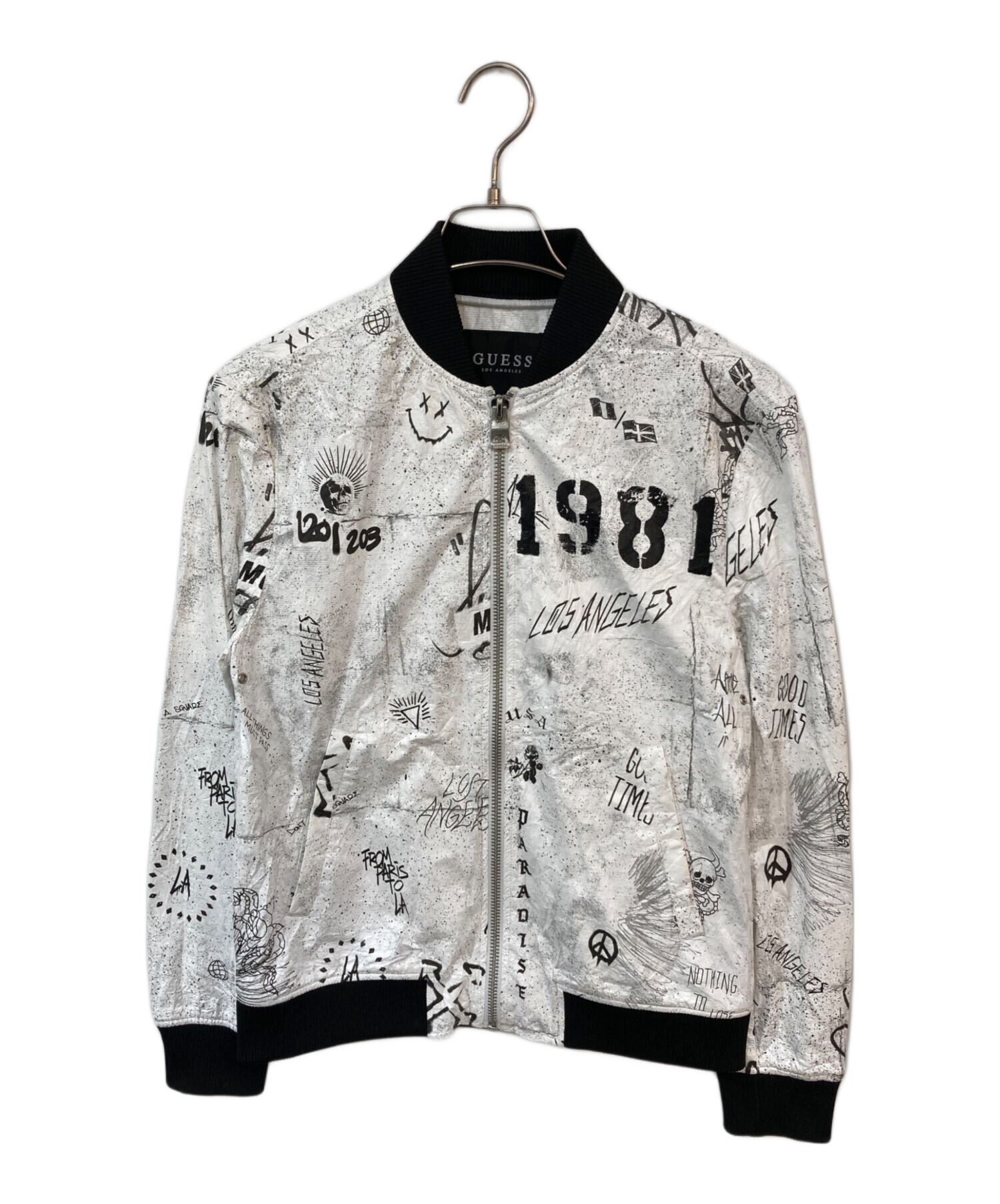 中古・古着通販】GUESS (ゲス) MA-1ジャケット ホワイト サイズ:XS 