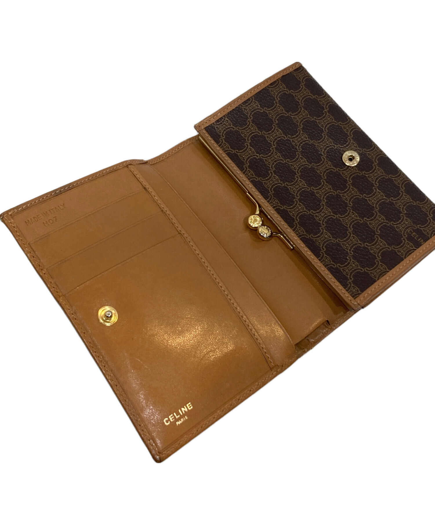 中古・古着通販】CELINE (セリーヌ) マカダム柄2つ折り財布 ブラウン