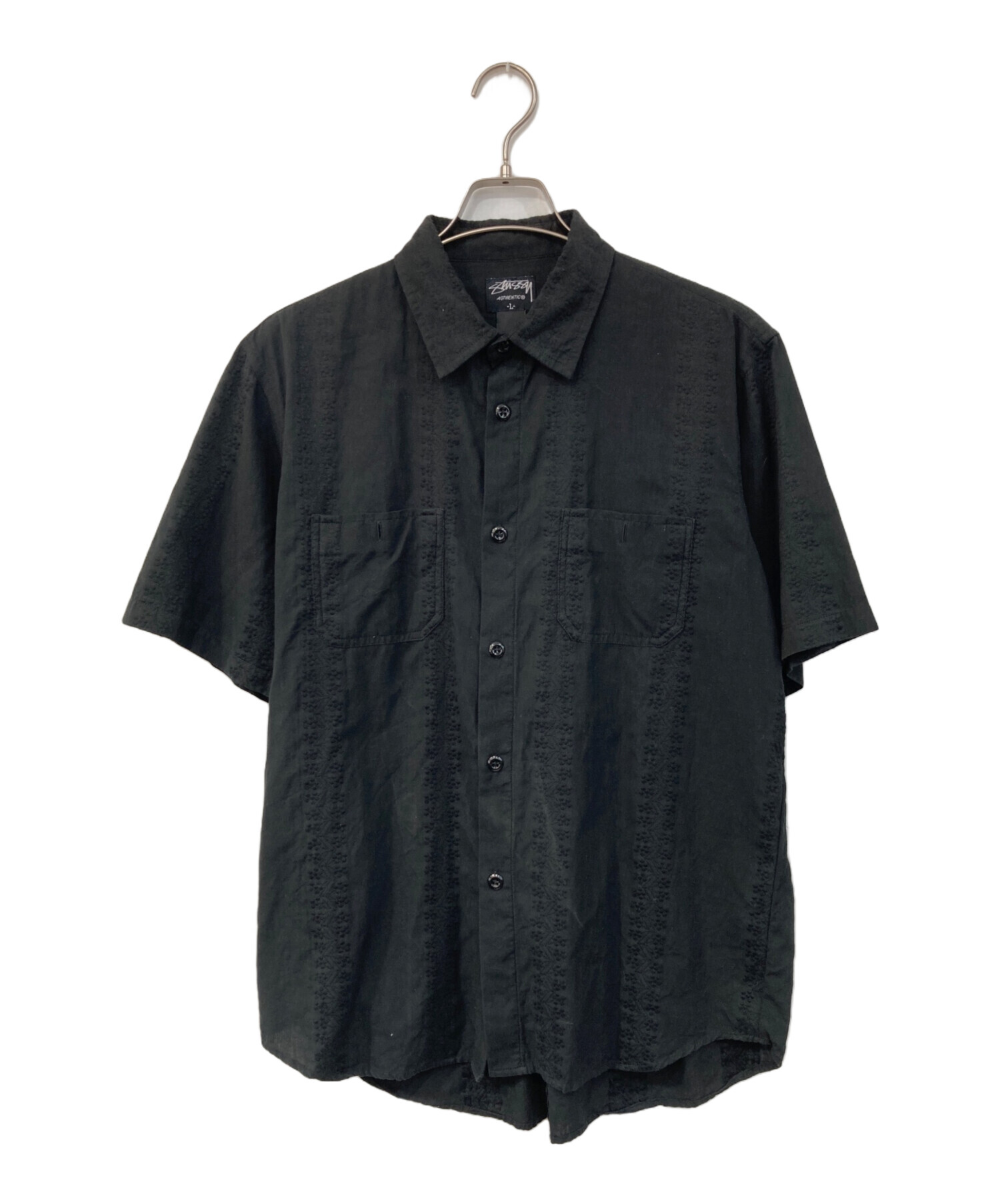 stussy 半袖　シャツ　ブラック　ステューシー　2024 中古・古着通販】stussy (ステューシー) 半袖シャツ ブラック サイズ