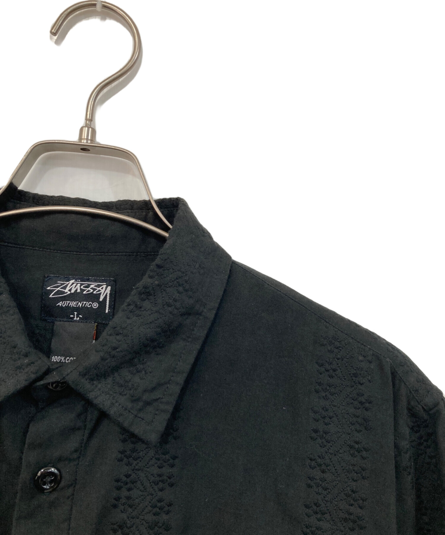 stussy 半袖　シャツ　ブラック　ステューシー　2024 中古・古着通販】stussy (ステューシー) 半袖シャツ ブラック サイズ