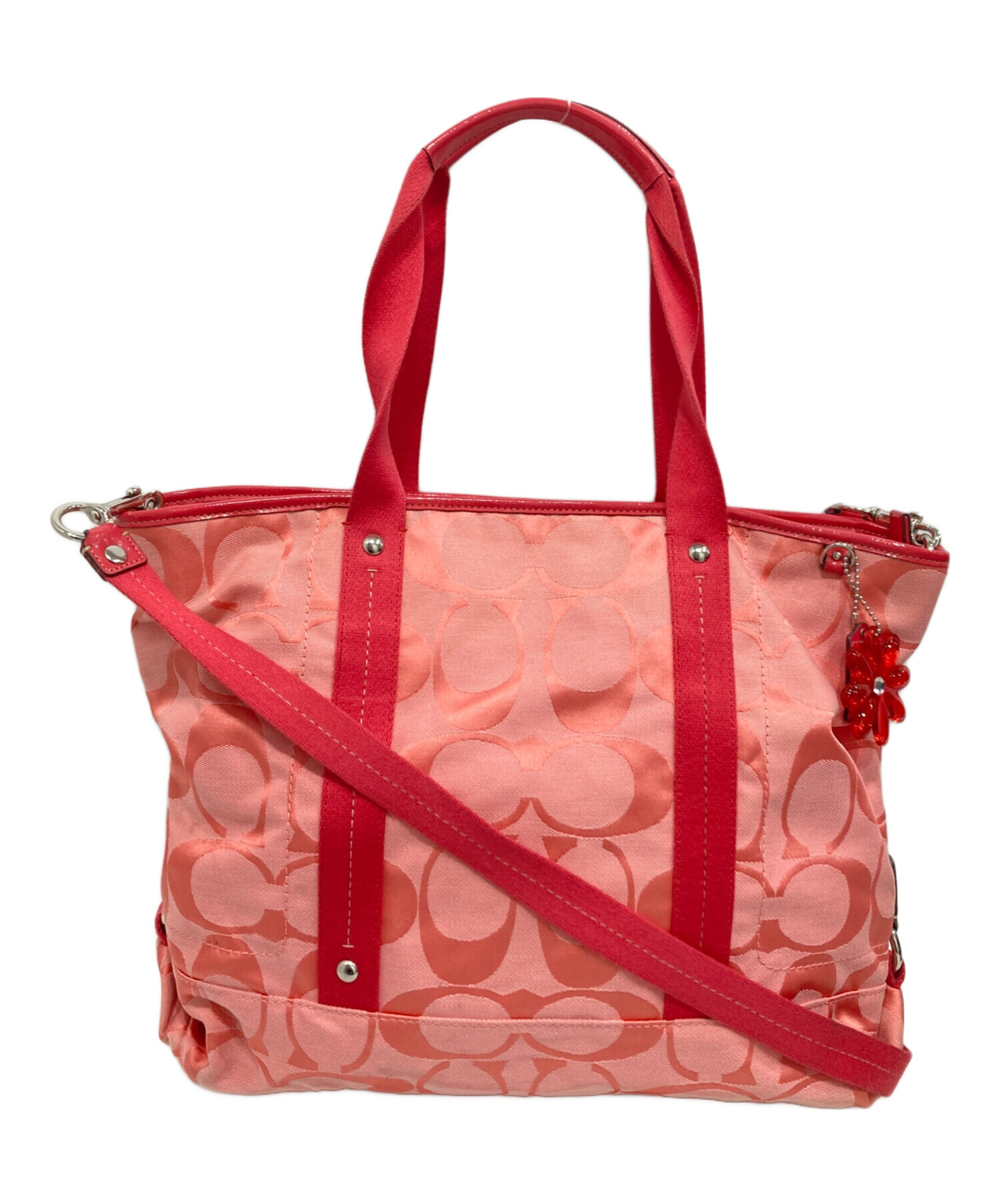 コーチ  トートバッグ ピンク  COACH  シグネチャー 中古・古着通販】COACH (コーチ) シグネチャー トートバッグ ピンク