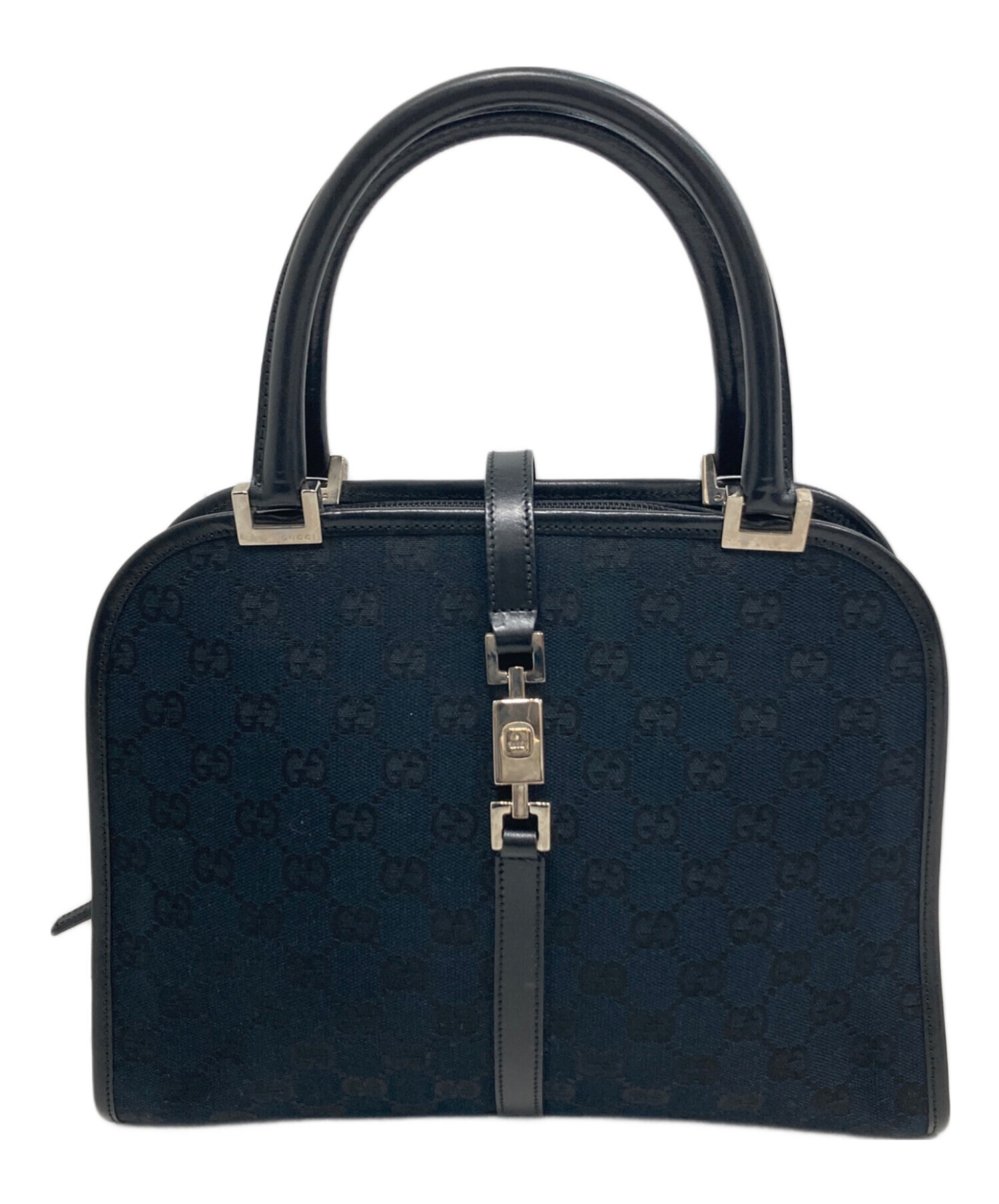 中古・古着通販】GUCCI (グッチ) ジャッキーGGハンドバッグ ブラック 