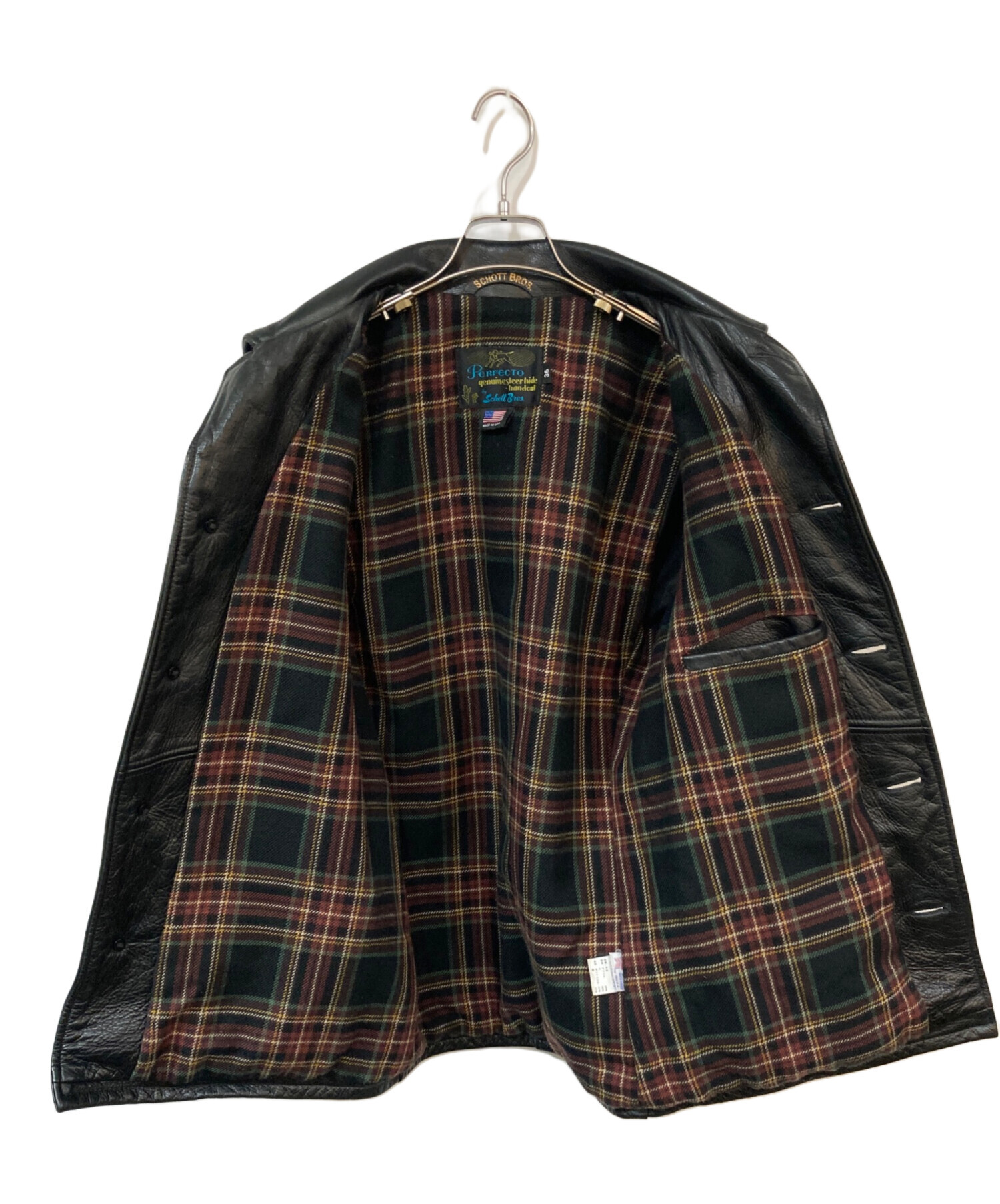 中古・古着通販】SCHOTT BROS. (ショット) レザーカーコート ブラック