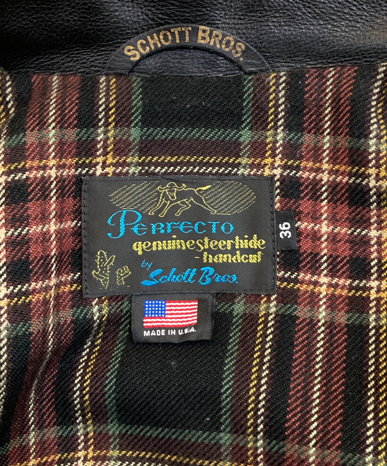中古・古着通販】SCHOTT BROS. (ショット) レザーカーコート ブラック