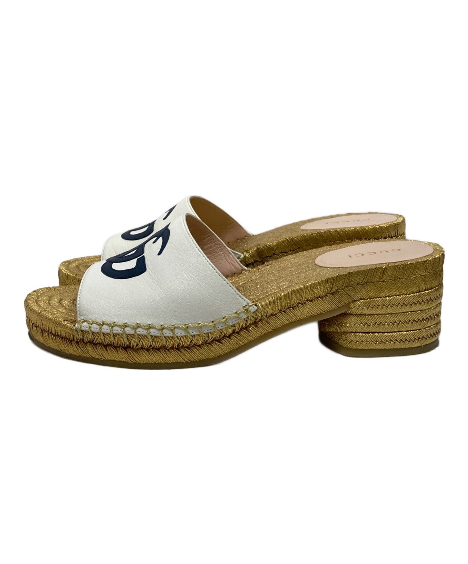中古・古着通販】GUCCI (グッチ) White lether GG Espadrille 中古・古着通販】GUCCI (グッチ) White lether GG Espadrille