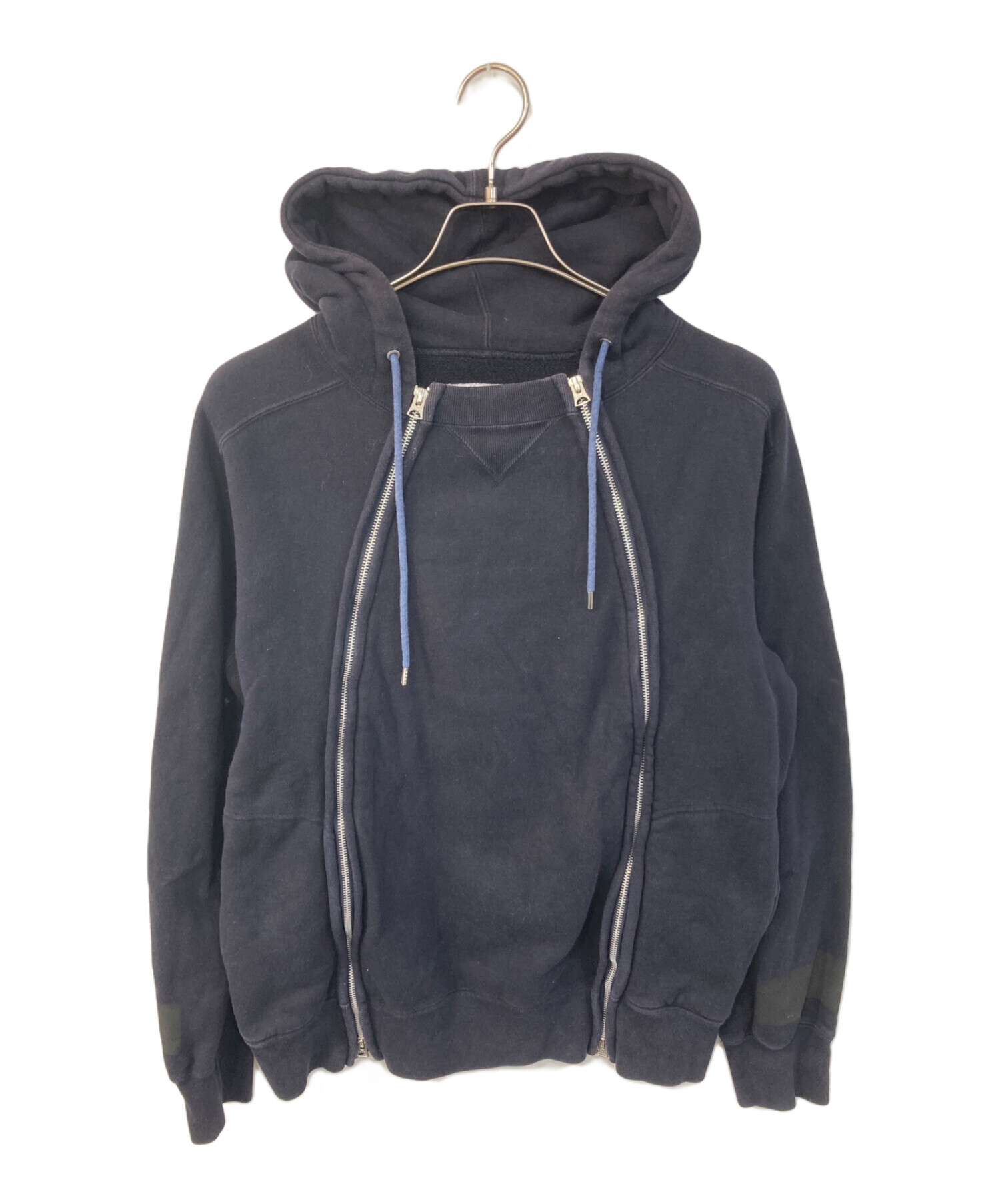 sacai 2017 フード付きパーカー サイズ2 中古・古着通販】sacai (サカイ) ジップパーカー ネイビー サイズ:2
