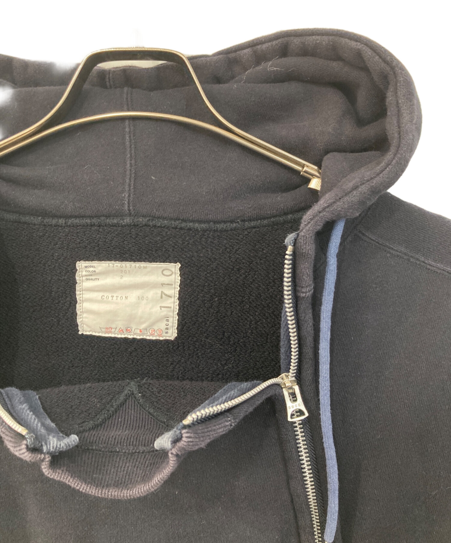 中古・古着通販】sacai (サカイ) ジップパーカー ネイビー サイズ:2