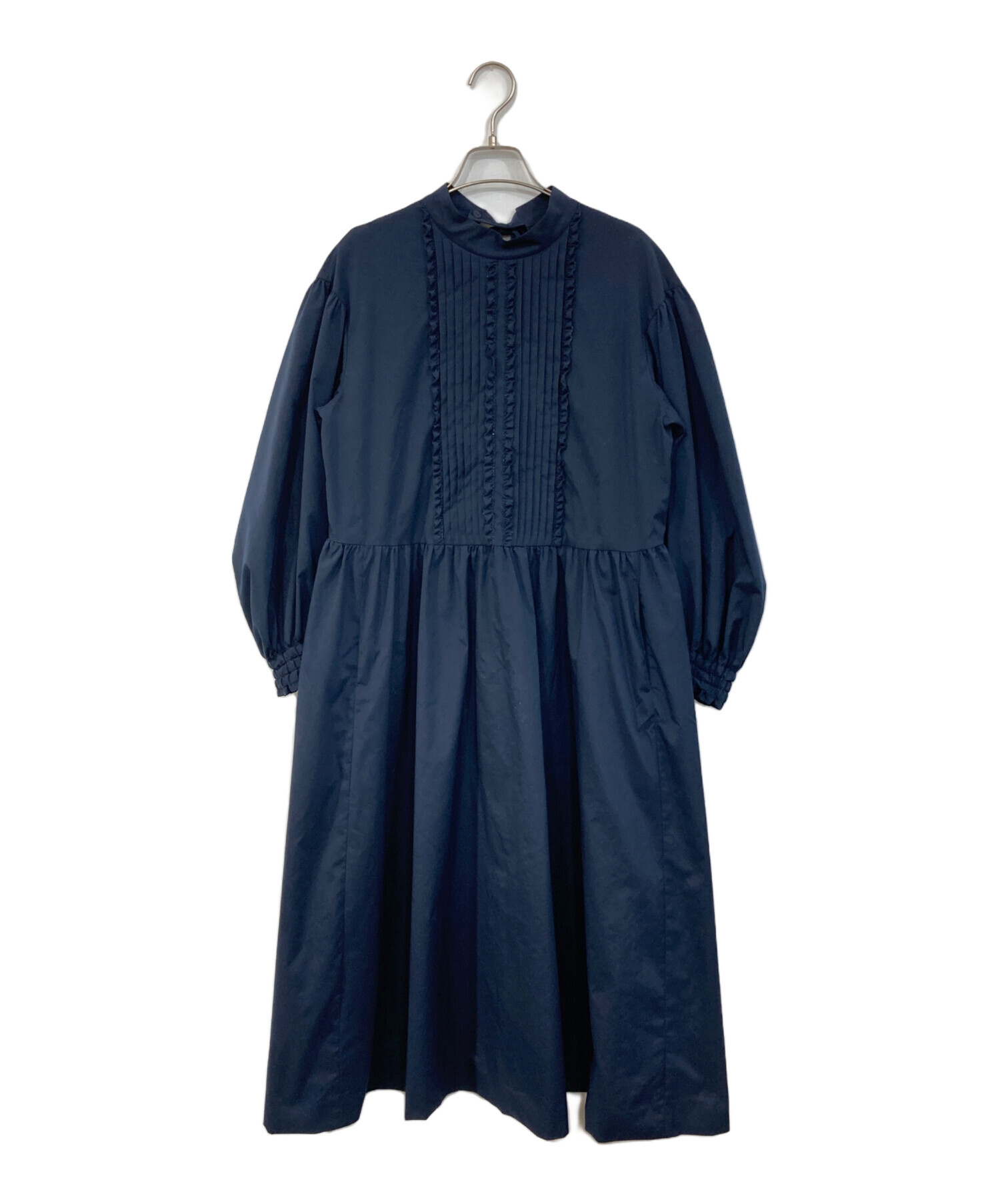 シッポナ(無言取引NG) インゲボルグ ♡ ピコフリル羊革ジャケット 中古・古着通販】INGEBORG (インゲボルグ) フリルワンピ－ス ネイビー
