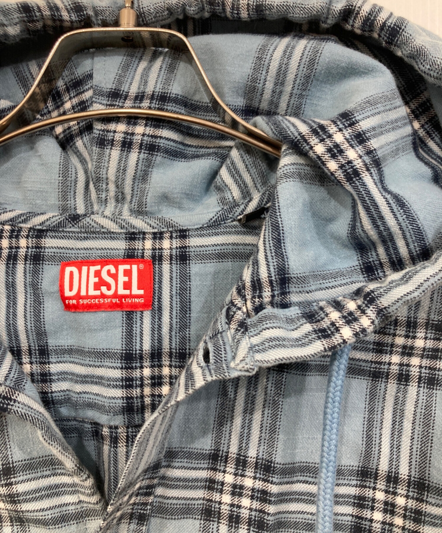 中古・古着通販】DIESEL (ディーゼル) フード付きシャツ ブルー サイズ 