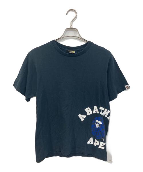 A BATHING APE フットボールシャツ ネイビー 中古・古着通販】A BATHING APE (アベイシングエイプ) プリントTシャツ