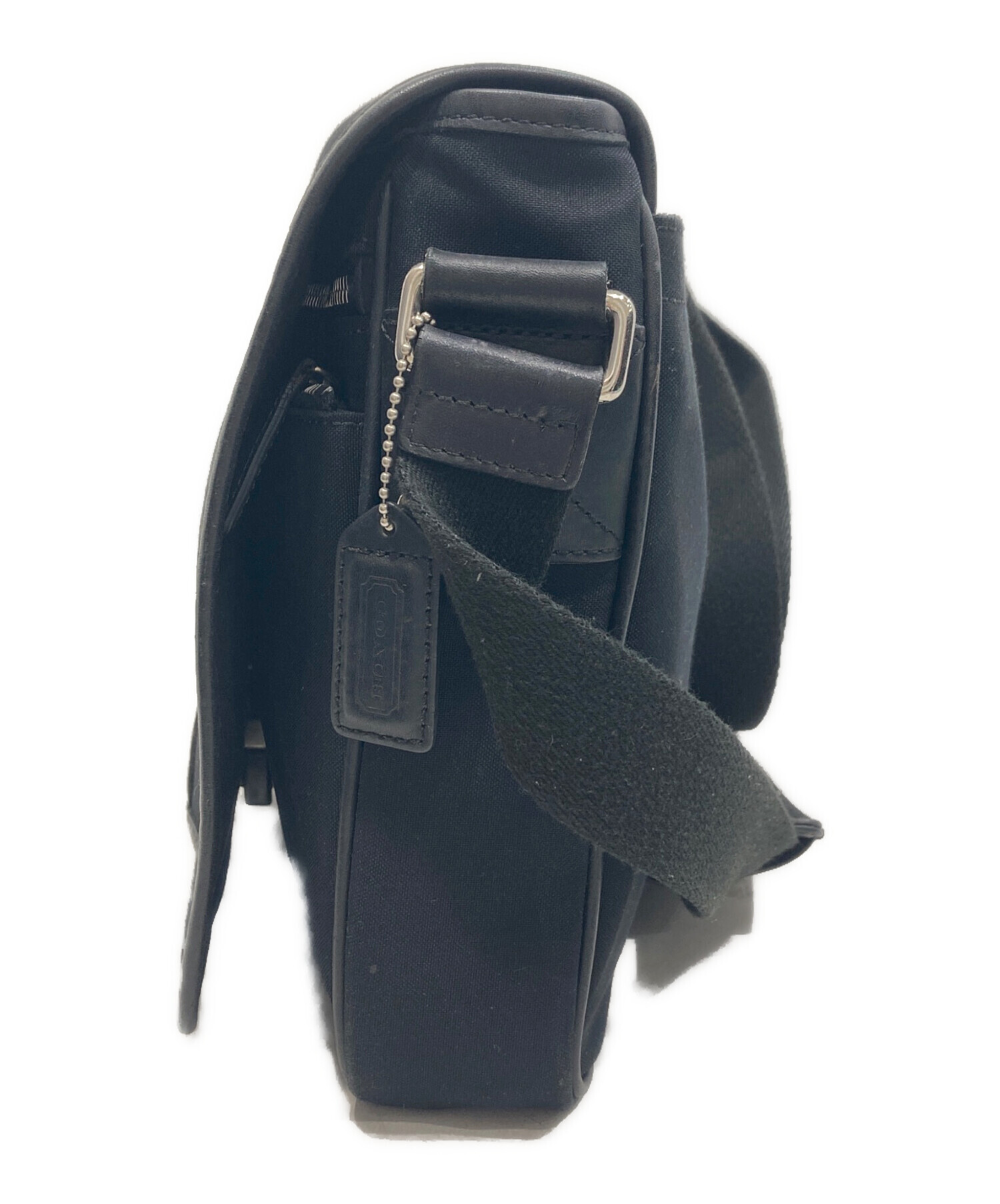 中古・古着通販】COACH (コーチ) レザーショルダーバッグ ブラック