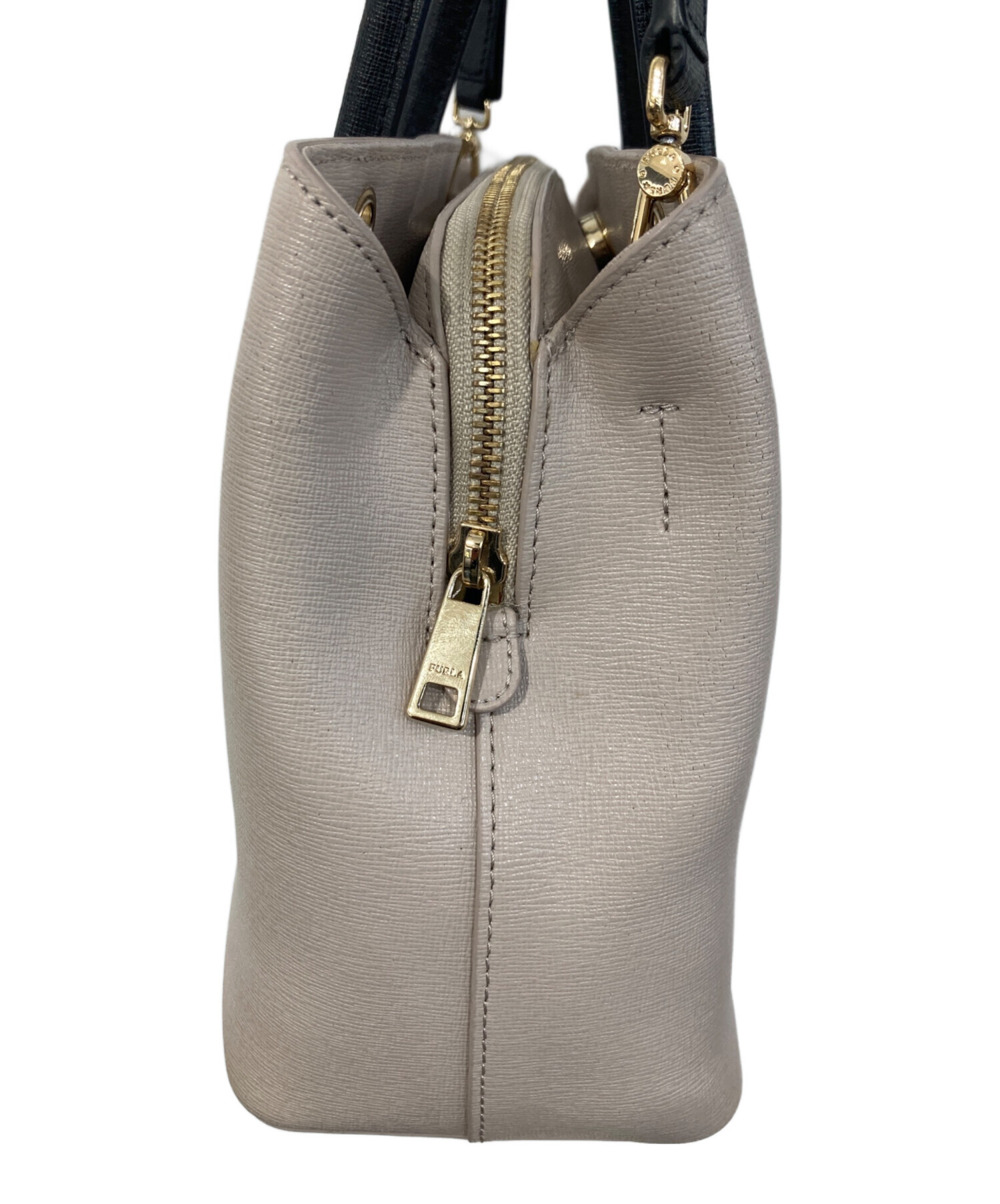 中古美品☆FURLA フルラ 2WAY グレージュ ショルダーバック 肩掛け 