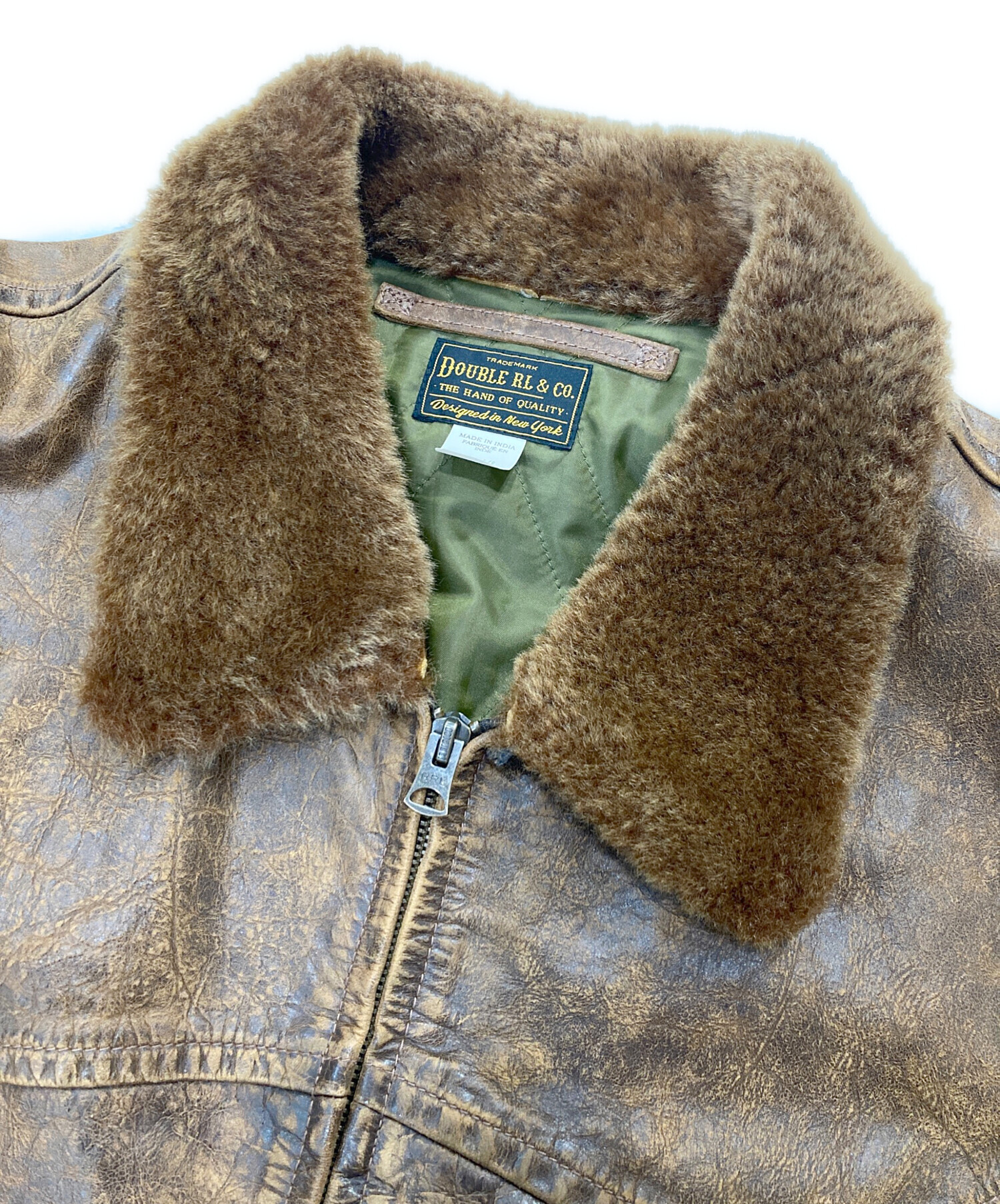 未使用 RRL シアリングカラー レザー カーコート ライダース ヴィンテージ 中古・古着通販】RRL (ダブルアールエル) シアリングカラーカーコート