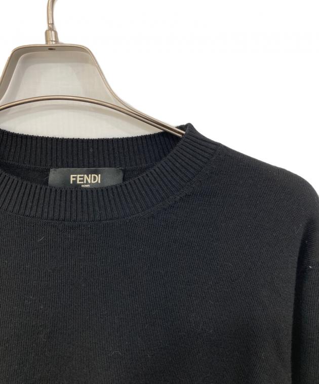 中古・古着通販】FENDI (フェンディ) FFズッカ柄ウールニット ブラック