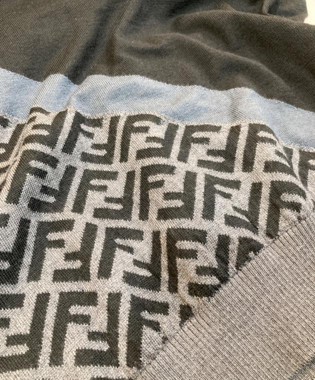 中古・古着通販】FENDI (フェンディ) FFズッカ柄ウールニット ブラック