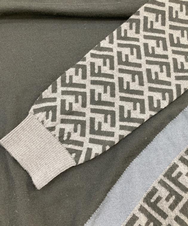 中古・古着通販】FENDI (フェンディ) FFズッカ柄ウールニット ブラック