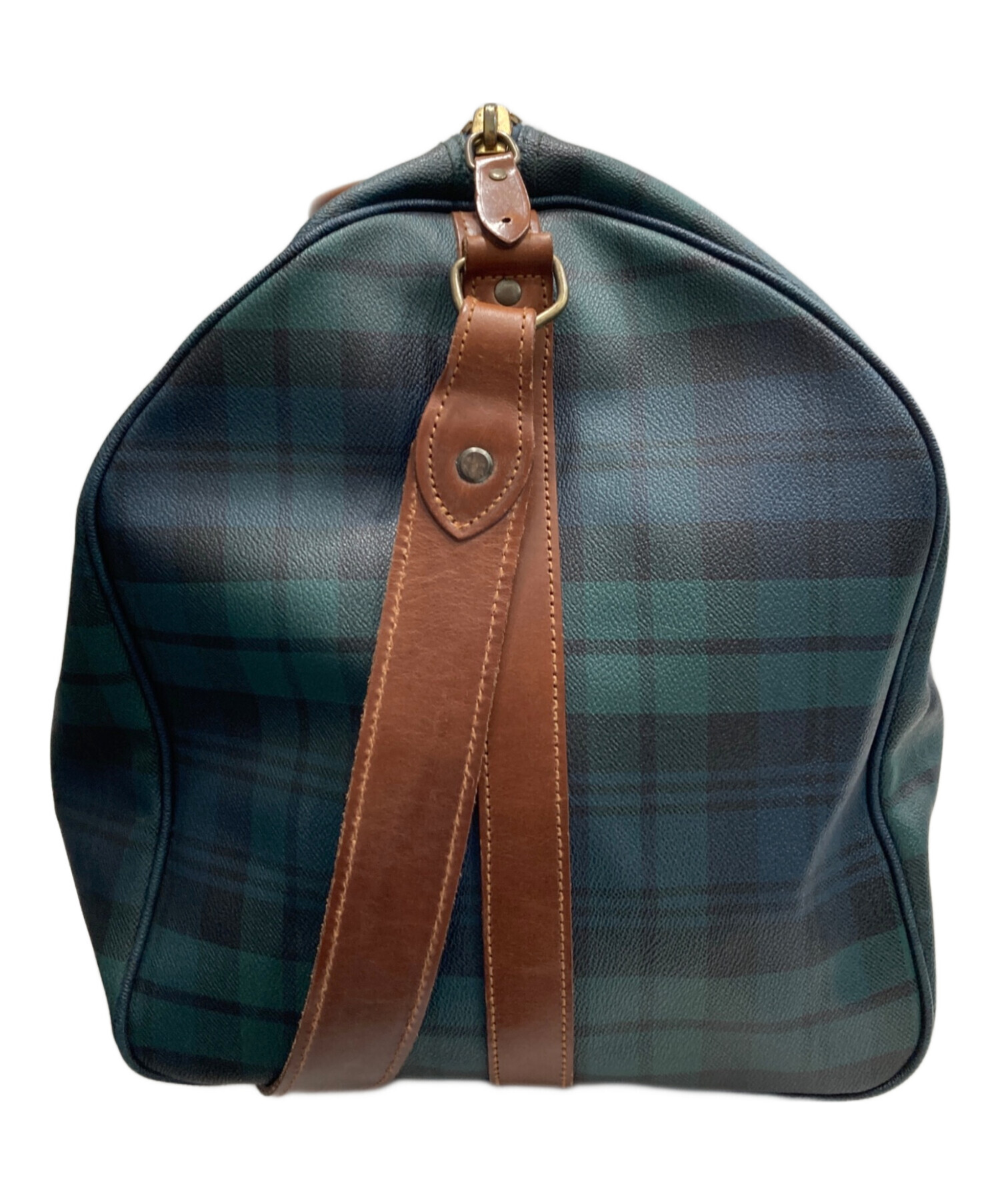 希少 ラルフローレン ボストンバッグ 2way チェック グリーン レザー ロゴ 中古・古着通販】POLO RALPH LAUREN (ポロ・ラルフローレン) 2way