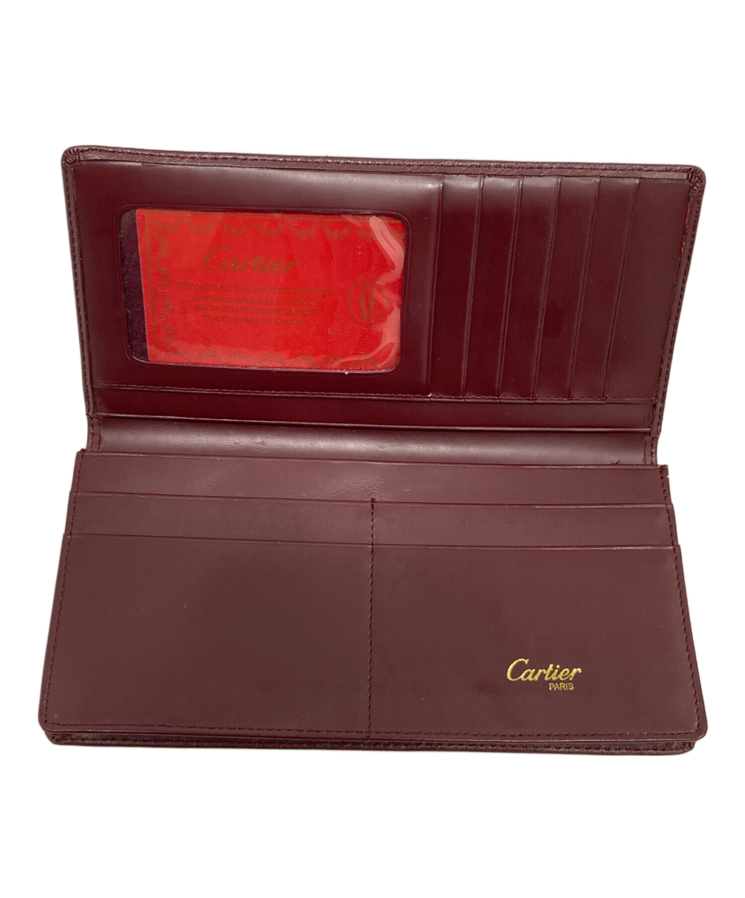 Cartier ボルドー 二つ折り財布 正規品 中古・古着通販】Cartier (カルティエ) 2つ折り長財布 ボルドー