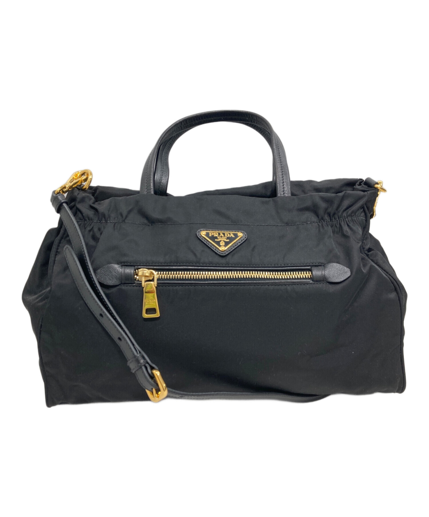 PRADA プラダ　ボストンバック　2way ナイロン　三角ロゴ 中古・古着通販】PRADA (プラダ) 三角ロゴナイロン2WAYバッグ ブラック