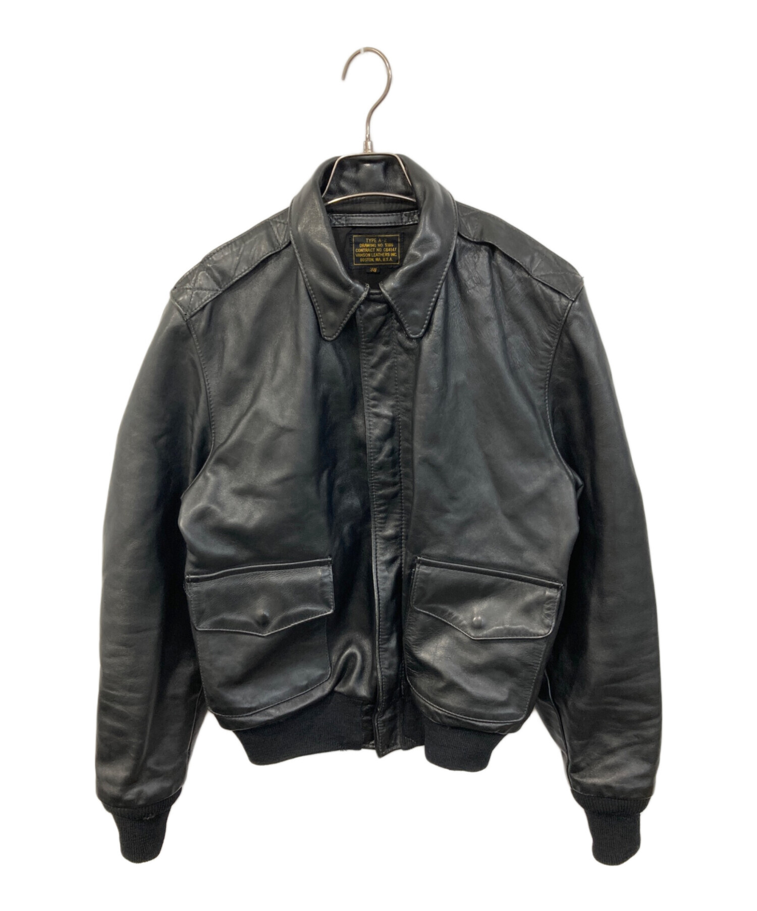 vanson レザー ジャケット ブラック&グレー 中古・古着通販】VANSON (バンソン) TYPE A-2レザージャケット
